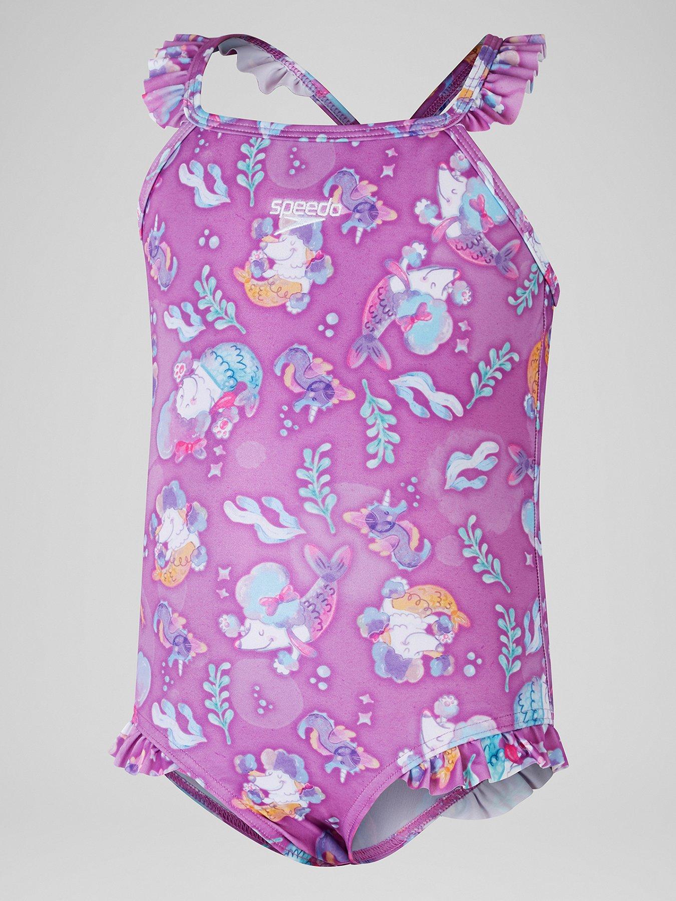 Image 1 of 4 of Speedo Girl's Frill 1 Piece Swimsuit - Pink