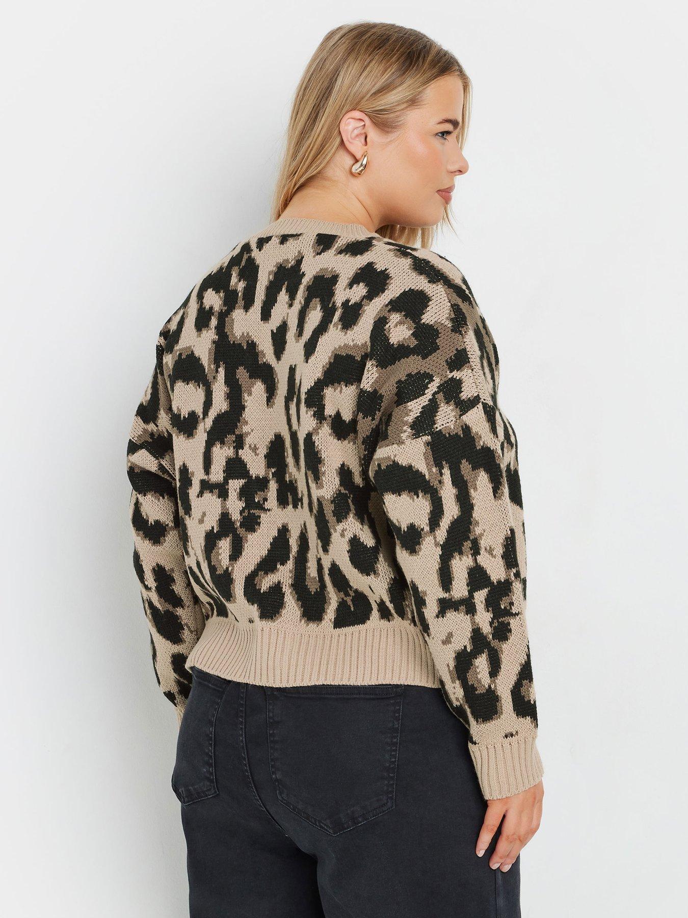 yours-curve-leopard-satin-bow-cardigan-brownstillFront