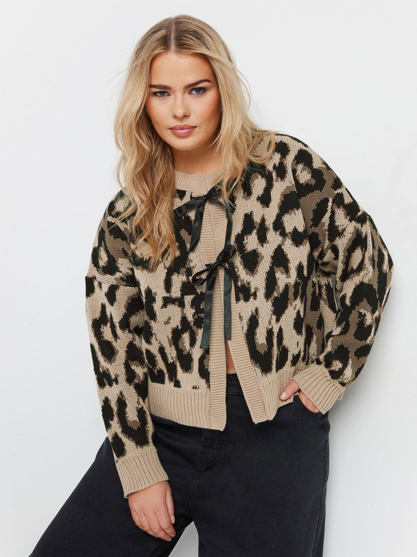 yours-curve-leopard-satin-bow-cardigan-brownoutfit