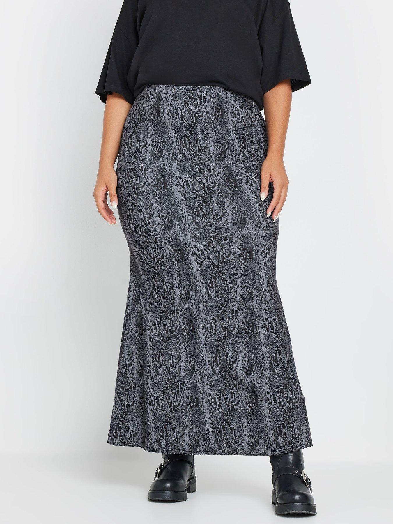 yours-curve-snake-maxi-skirt-grey