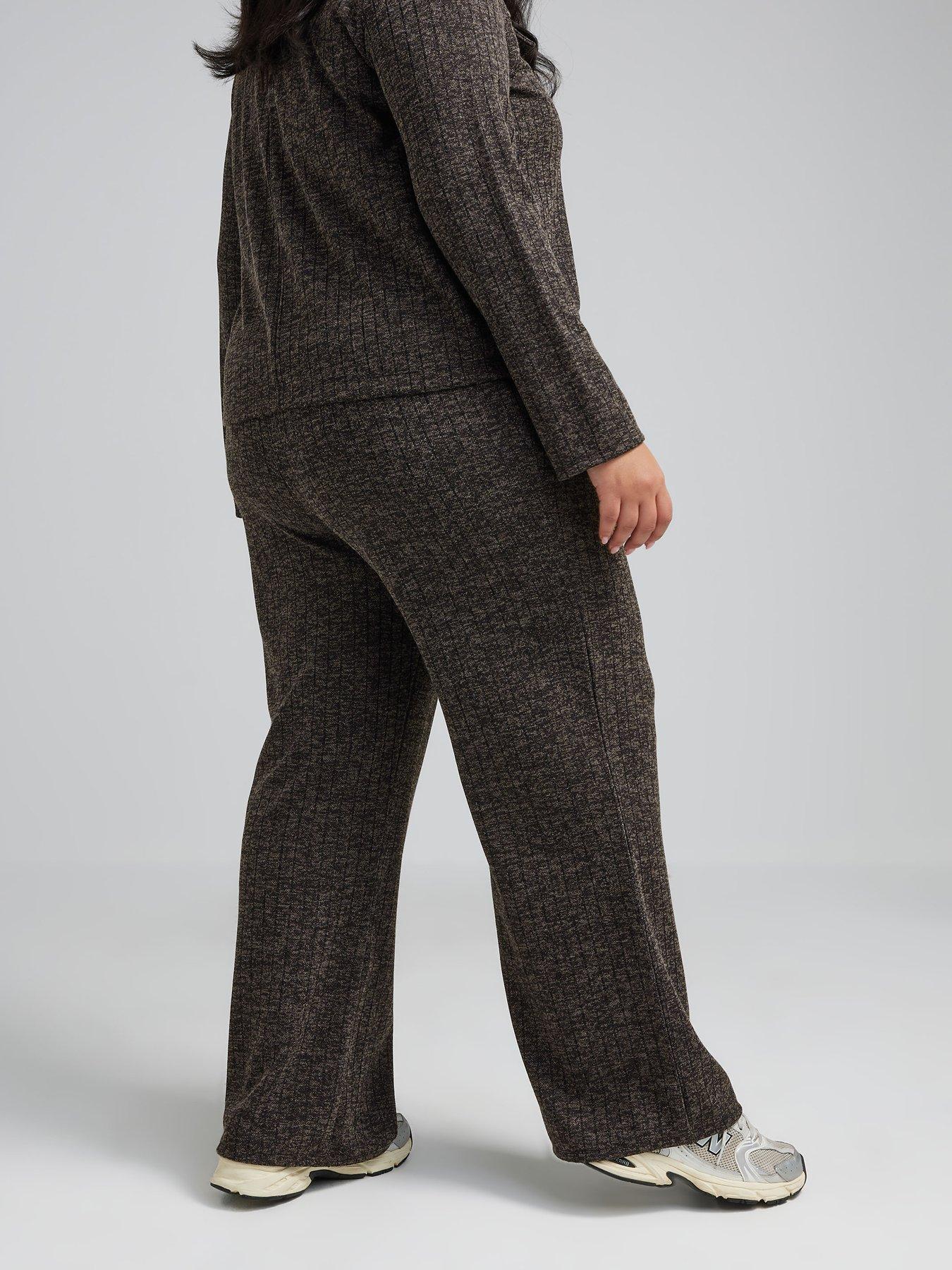 yours-curve-textured-rib-wide-leg-trouser-greystillFront