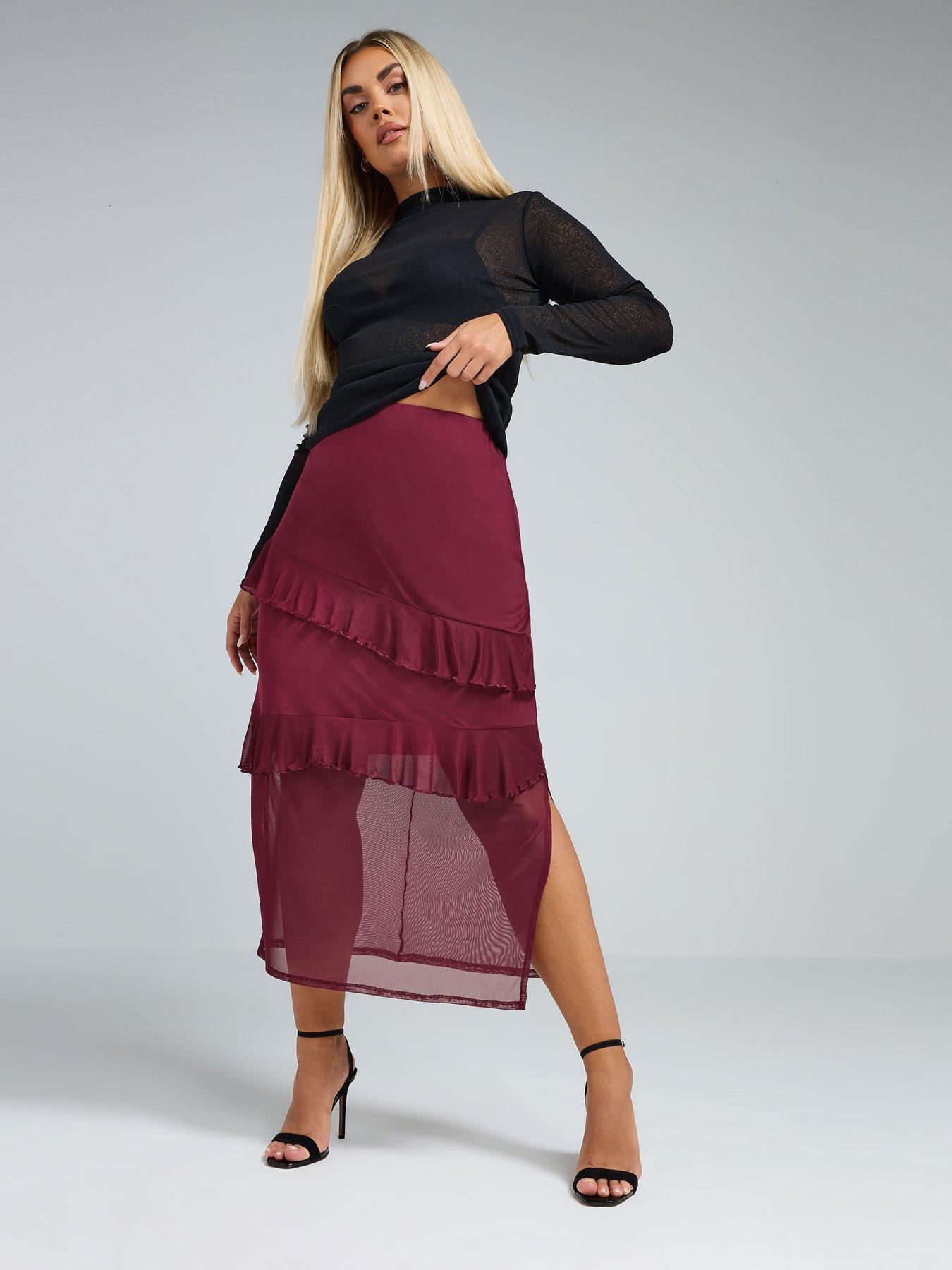 yours-curve-frill-mesh-skirt-redback