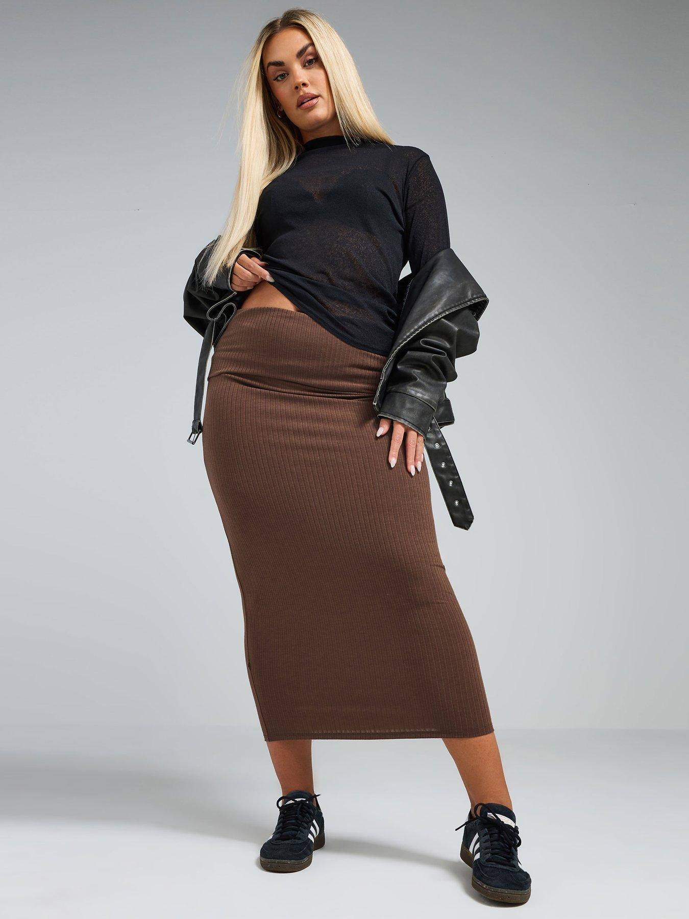 yours-curve-rib-fold-over-skirt-brownback