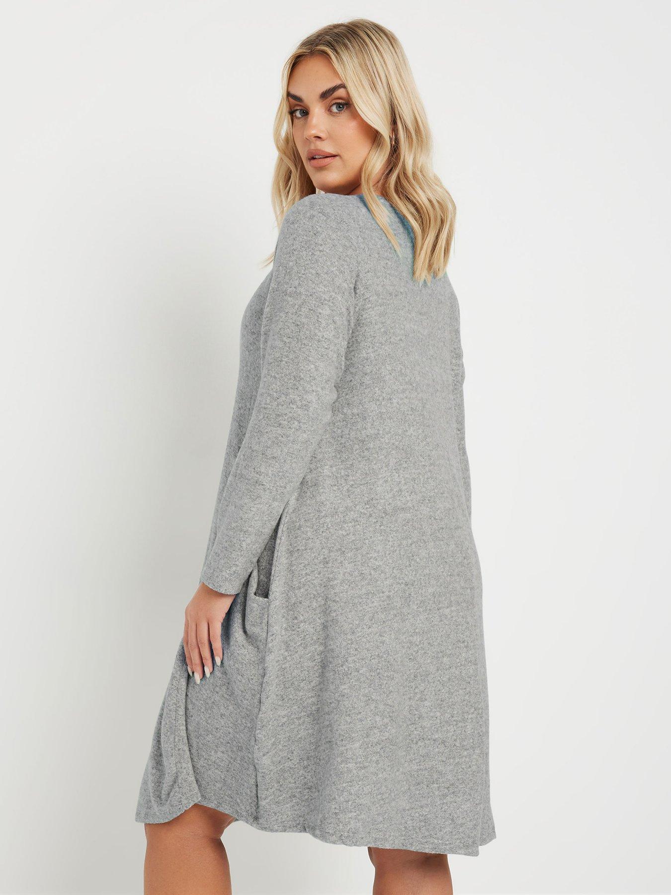 Image 2 of 4 of Yours Curve Drape Pocket Dress - Grey
