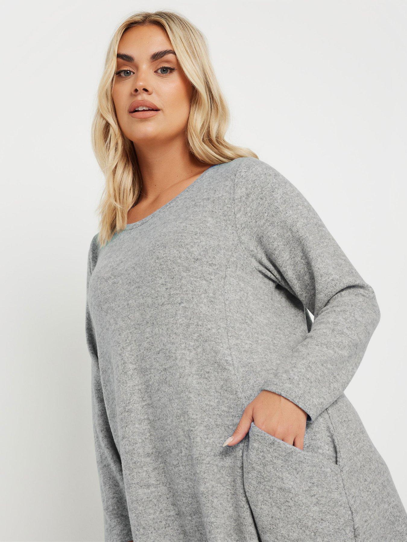 Image 4 of 4 of Yours Curve Drape Pocket Dress - Grey