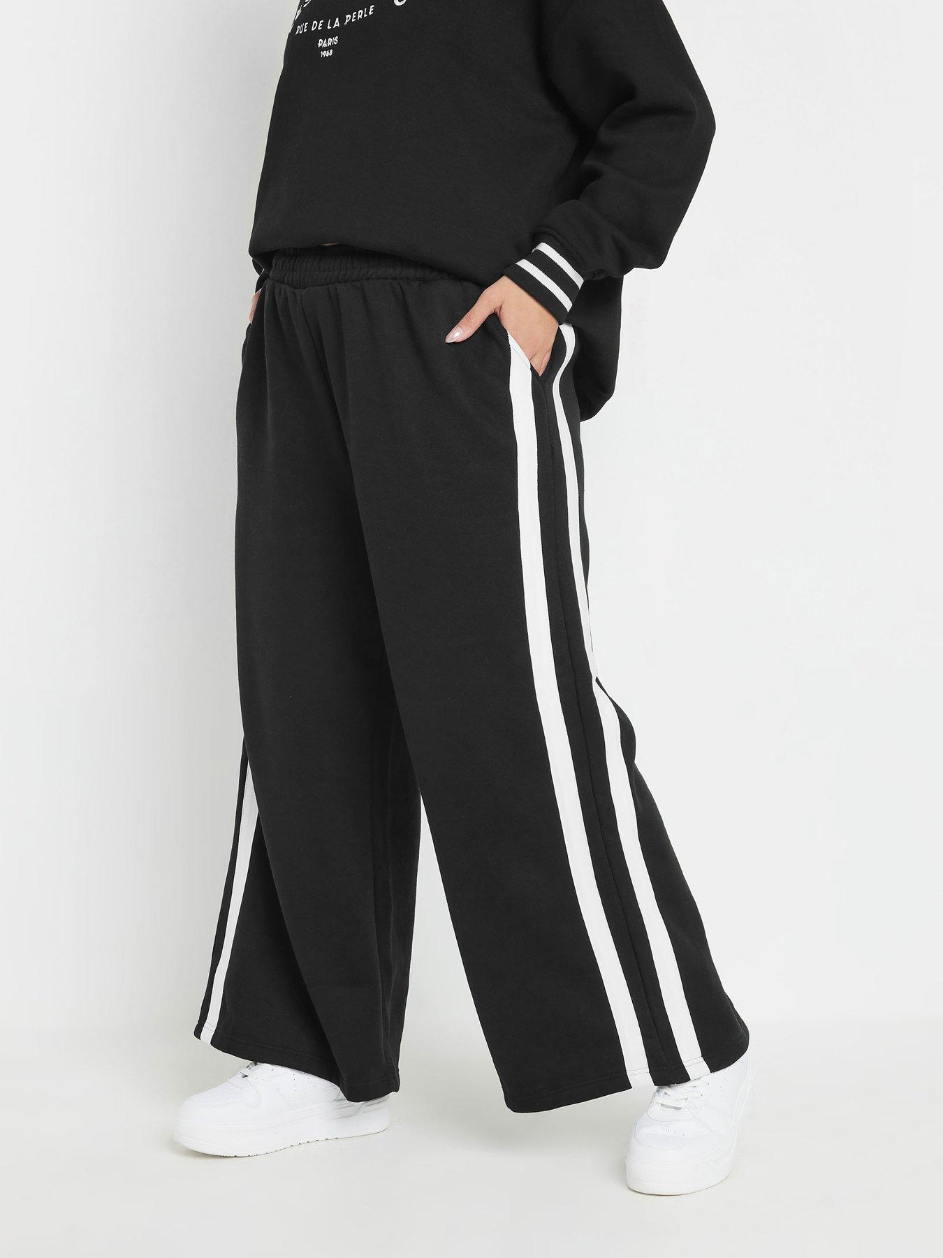 yours-curve-side-stripe-wide-leg-joggers-black