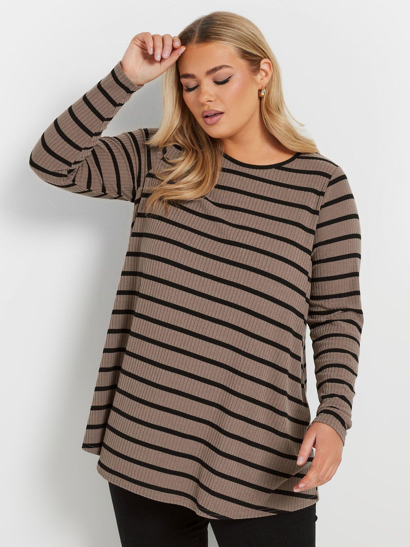 yours-curve-long-sleeve-rib-swing-t-shirt-brown