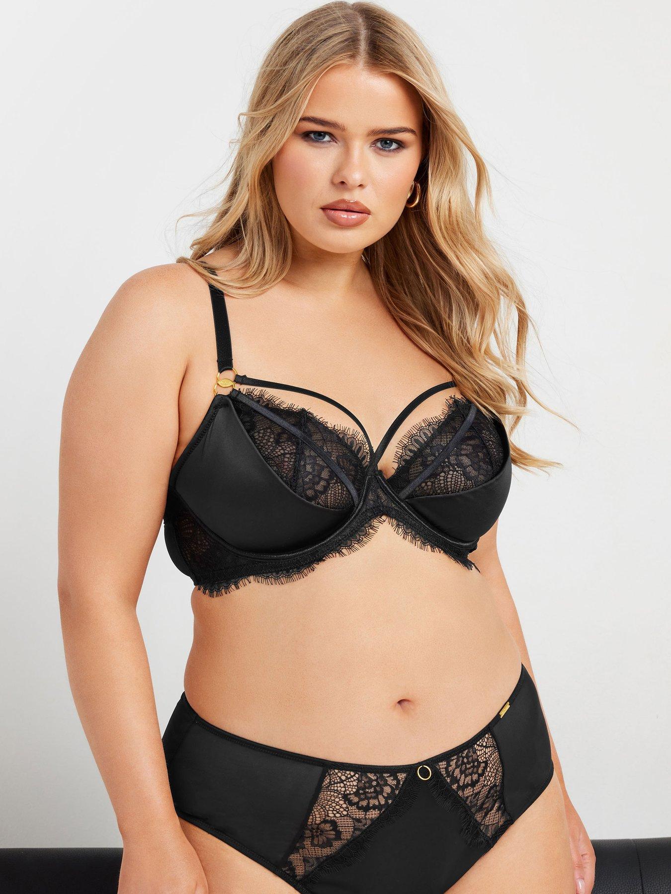 Image of Yours Curve Alex Exposed Wire Padded Bra - Black