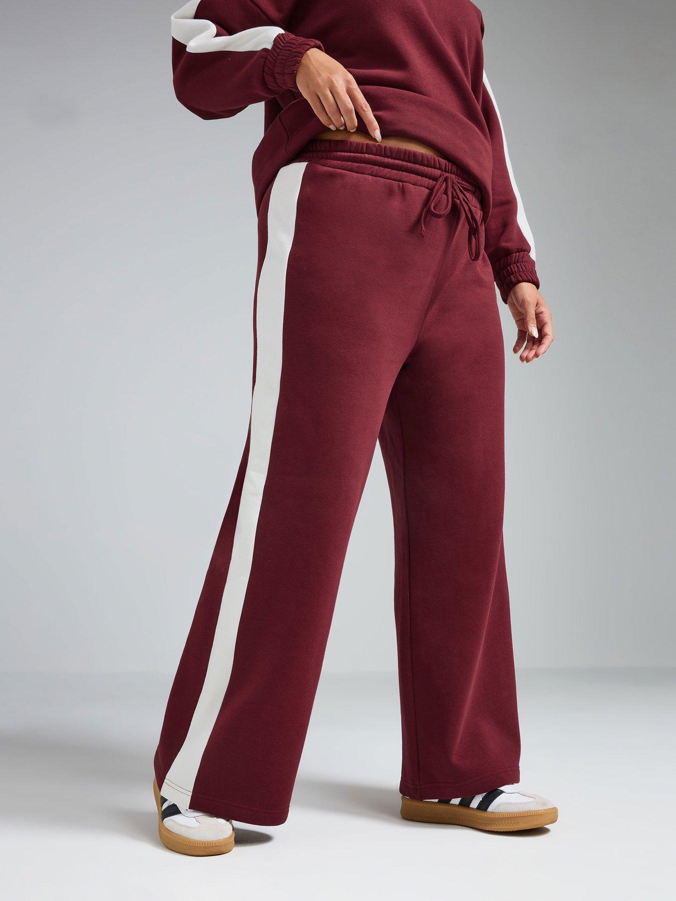 yours-curve-side-stripe-wide-leg-trouser-red