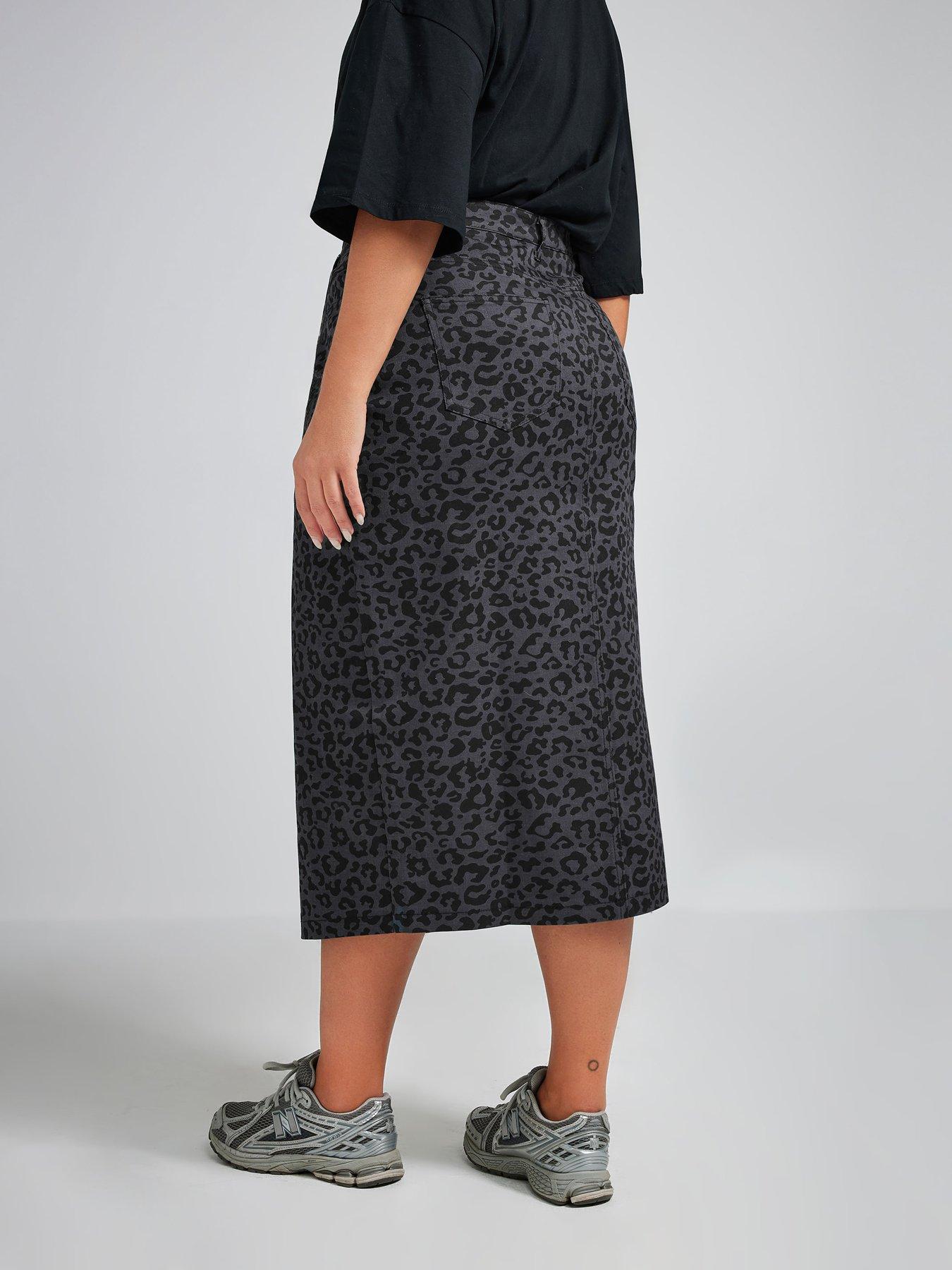 yours-curve-leopard-side-split-skirt-greystillFront