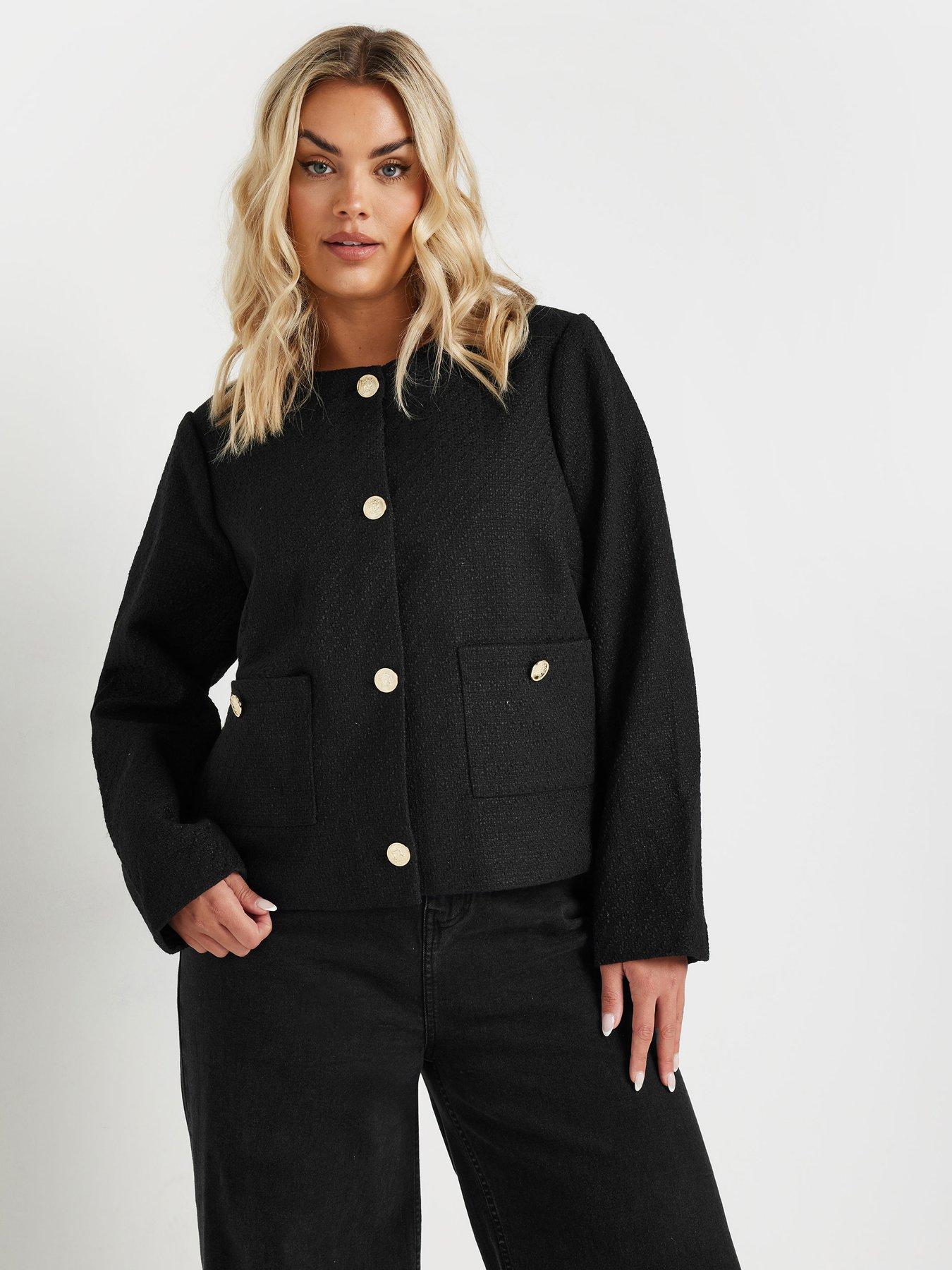 Image 1 of 4 of Yours Curve Boucle Jacket - Black