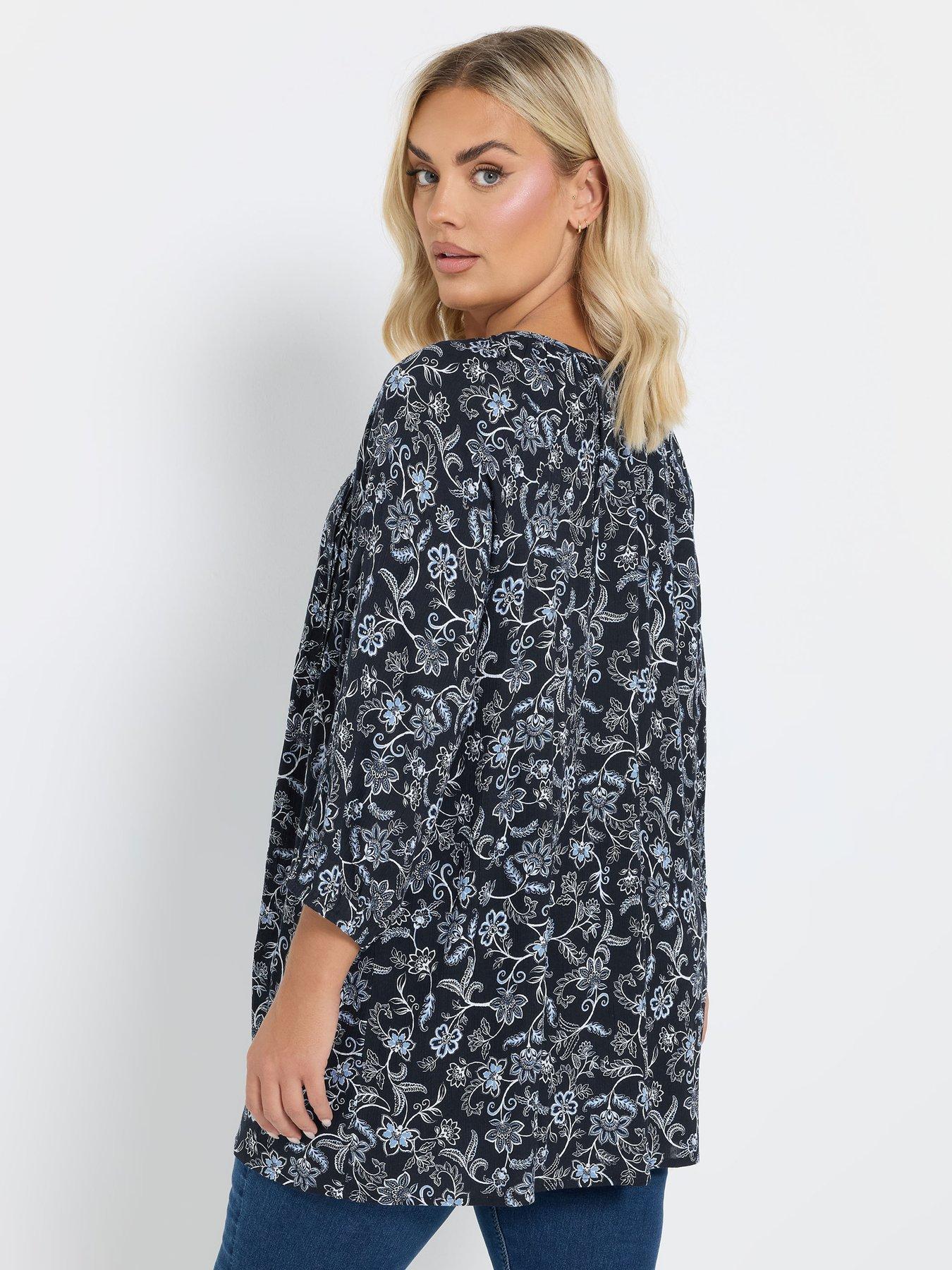Image 2 of 4 of Yours Curve Crinkle Gypsy Top - Blue