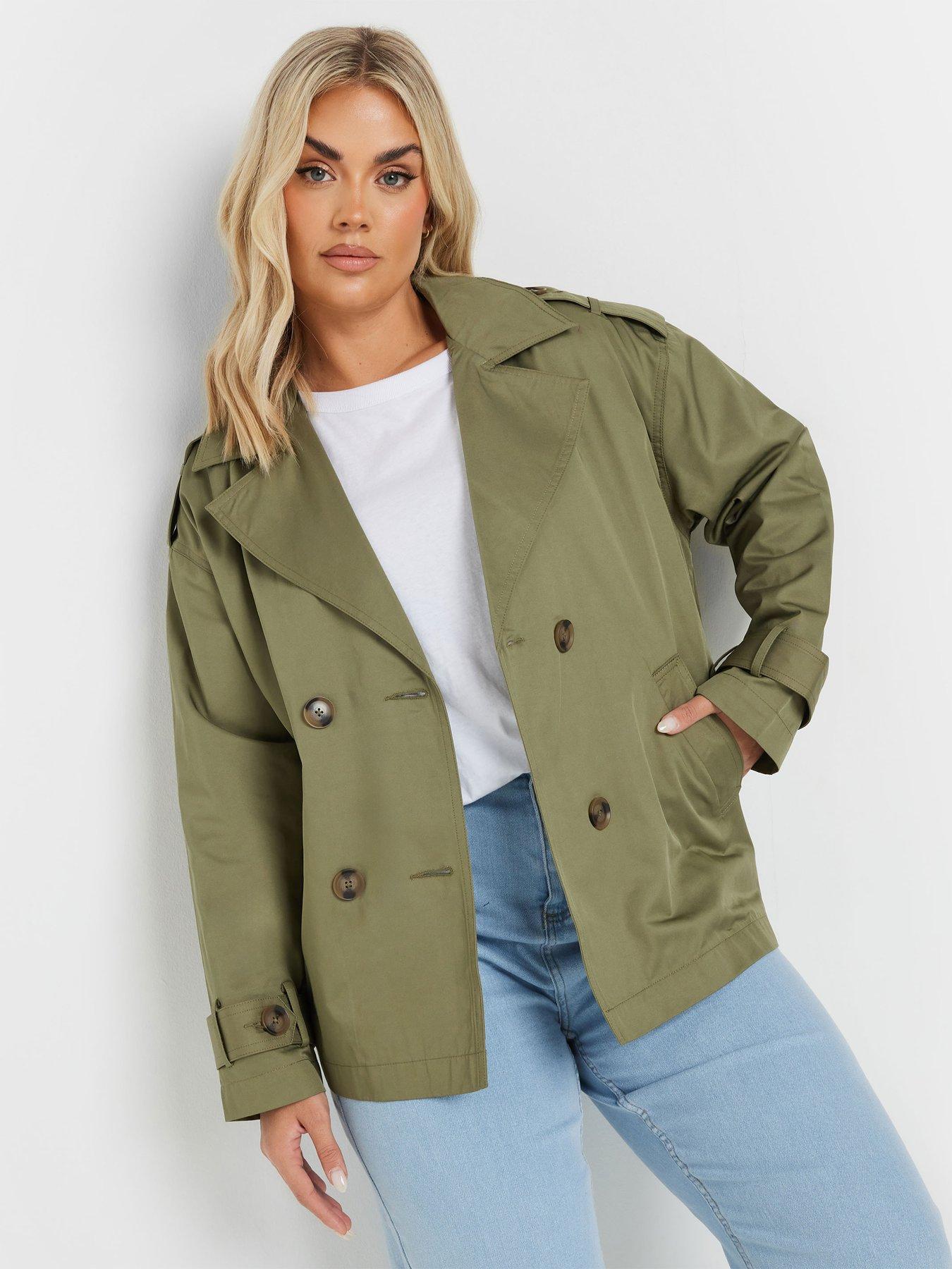 yours-curve-short-trench-coat-green