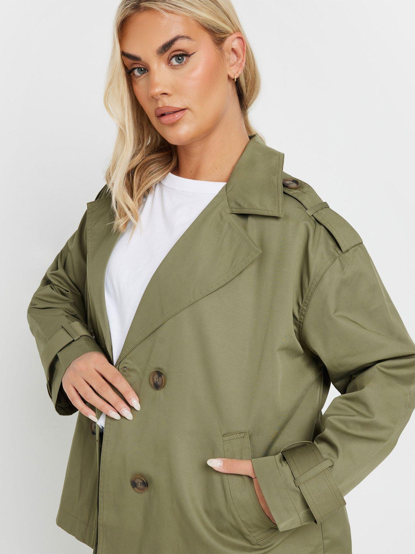 yours-curve-short-trench-coat-greenoutfit