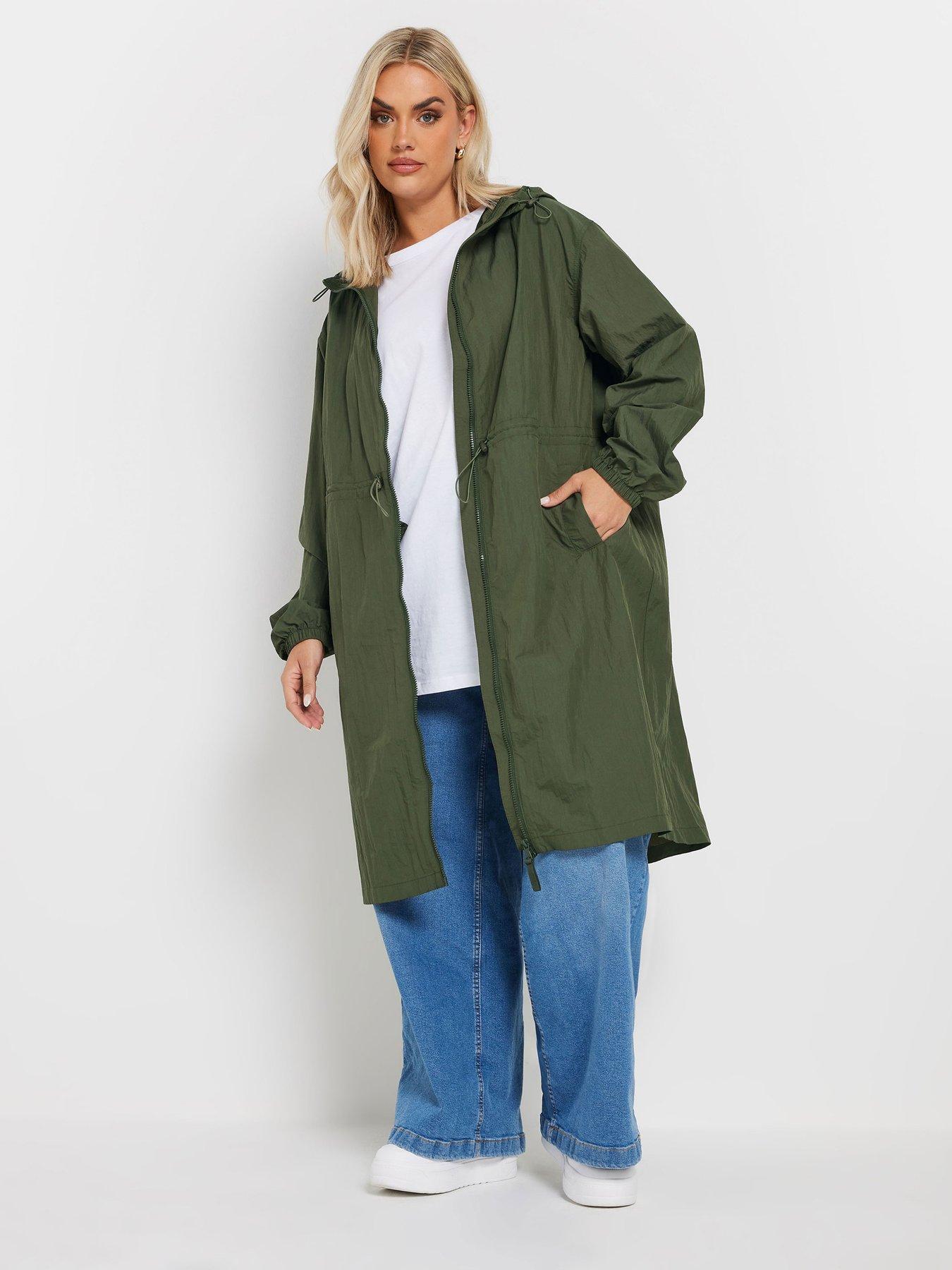 Image 1 of 5 of Yours Curve Lightweight Longline Parka - Green