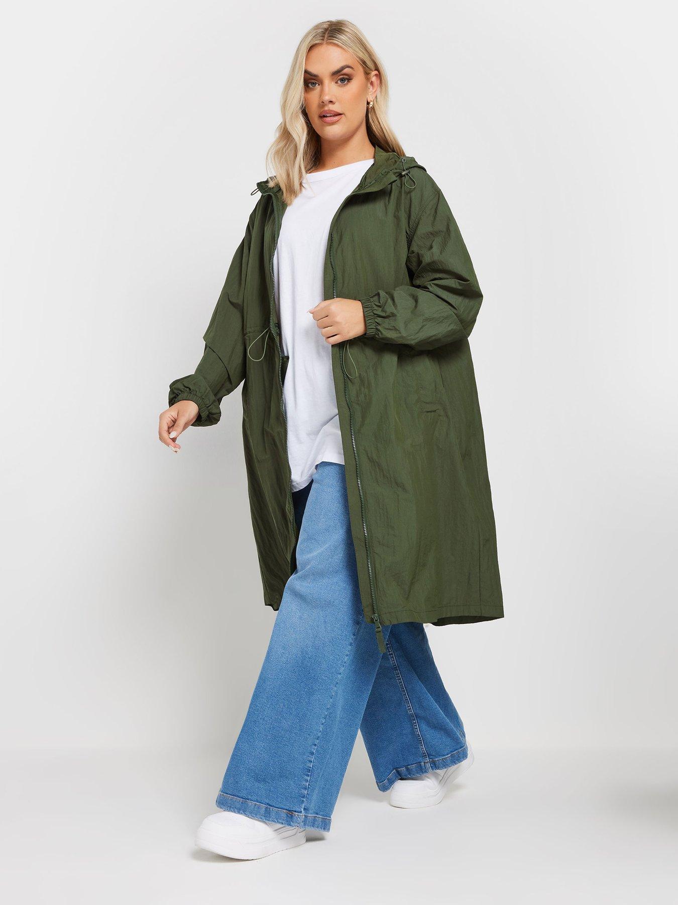 Image 3 of 5 of Yours Curve Lightweight Longline Parka - Green
