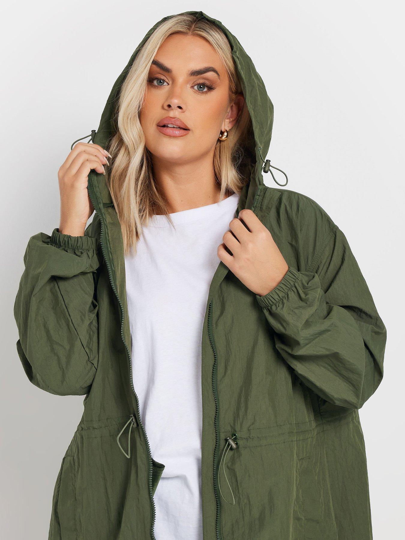 Image 4 of 5 of Yours Curve Lightweight Longline Parka - Green