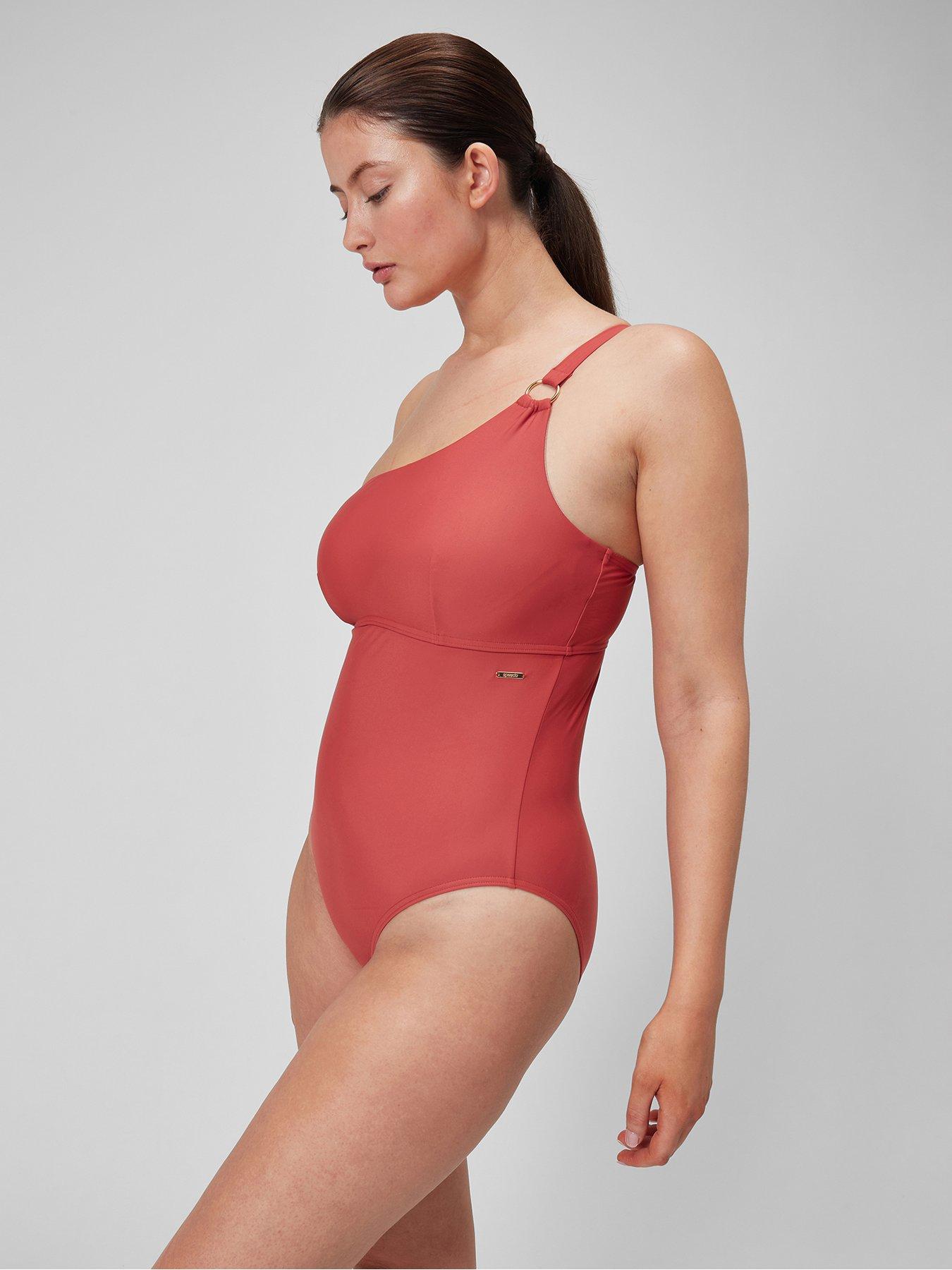 speedo-womens-asymetric-1-piece-brownfront