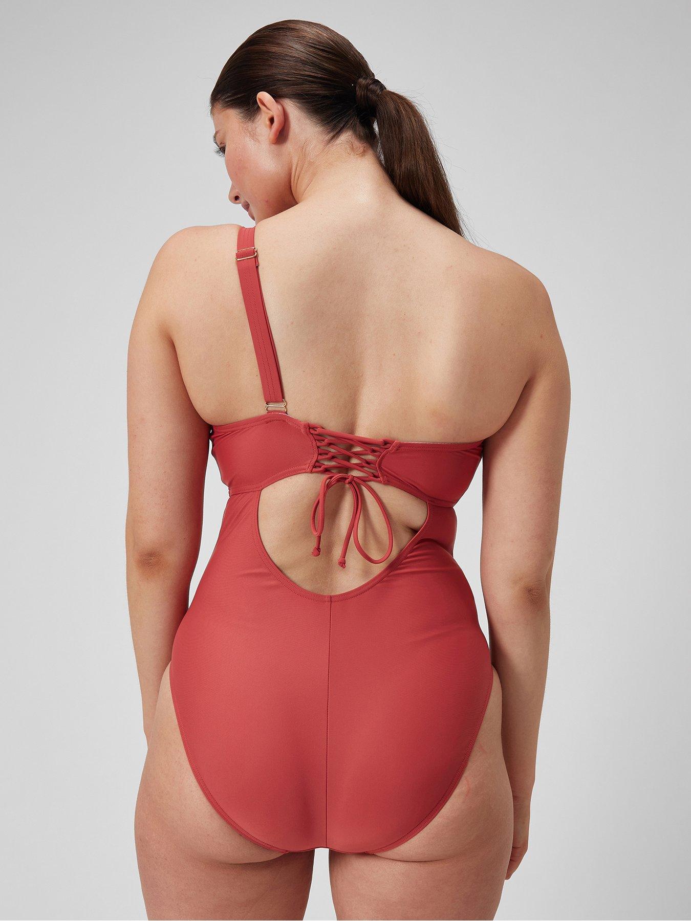Image 2 of 6 of Speedo Women's Shaping Asymmetric Swimsuit - Brown