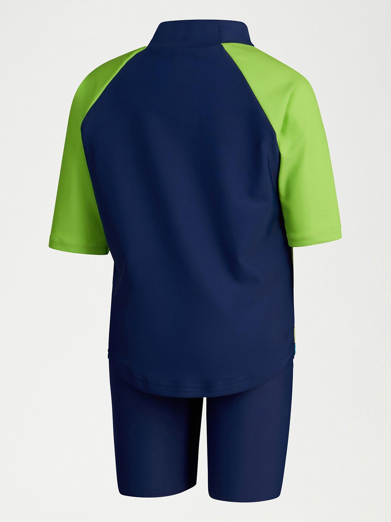 Image 2 of 3 of Speedo Boy's Rash Top And Jammer Set - Blue