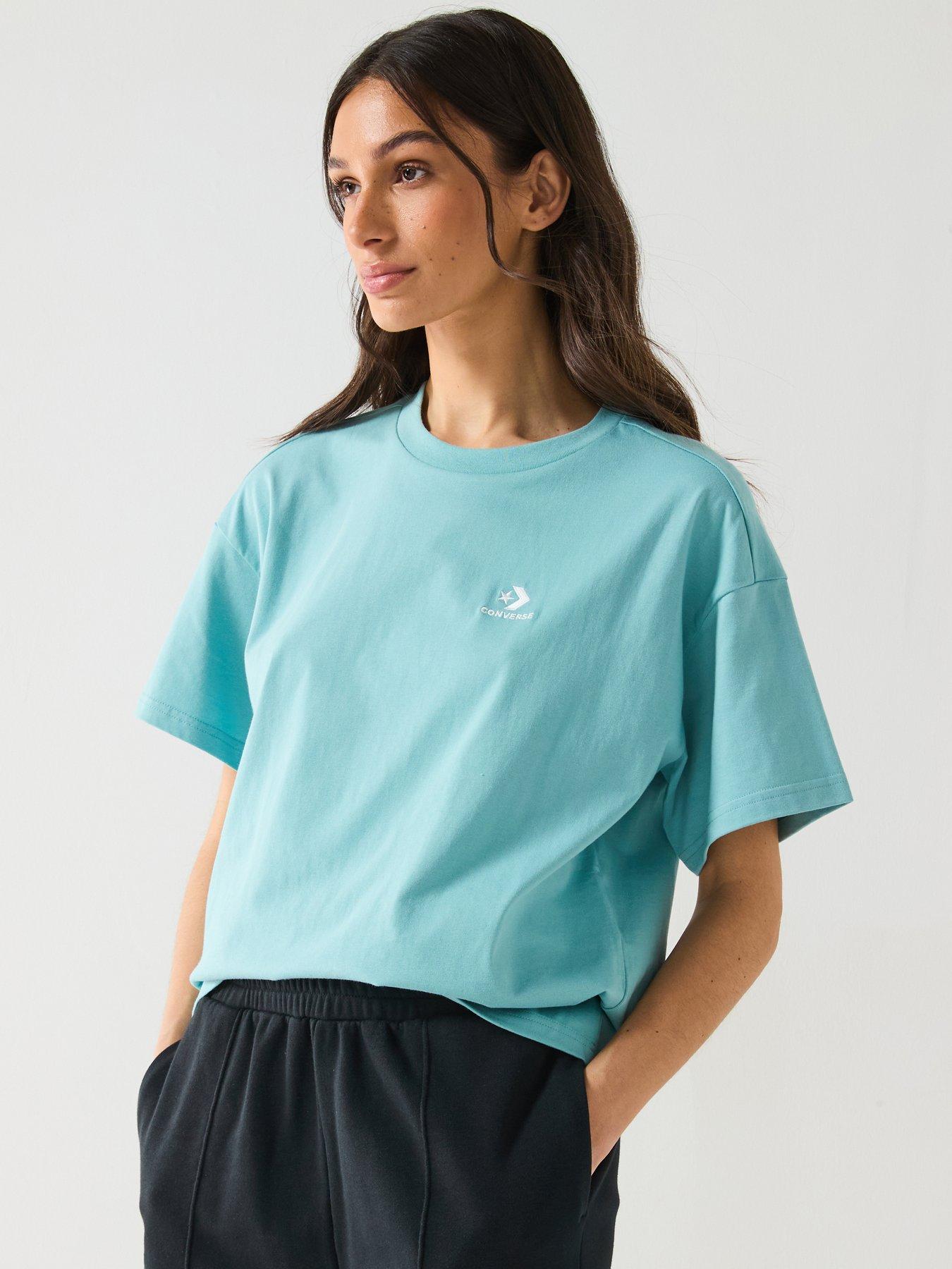 Image of Converse Womens Star Chevron Oversized Tee - Blue