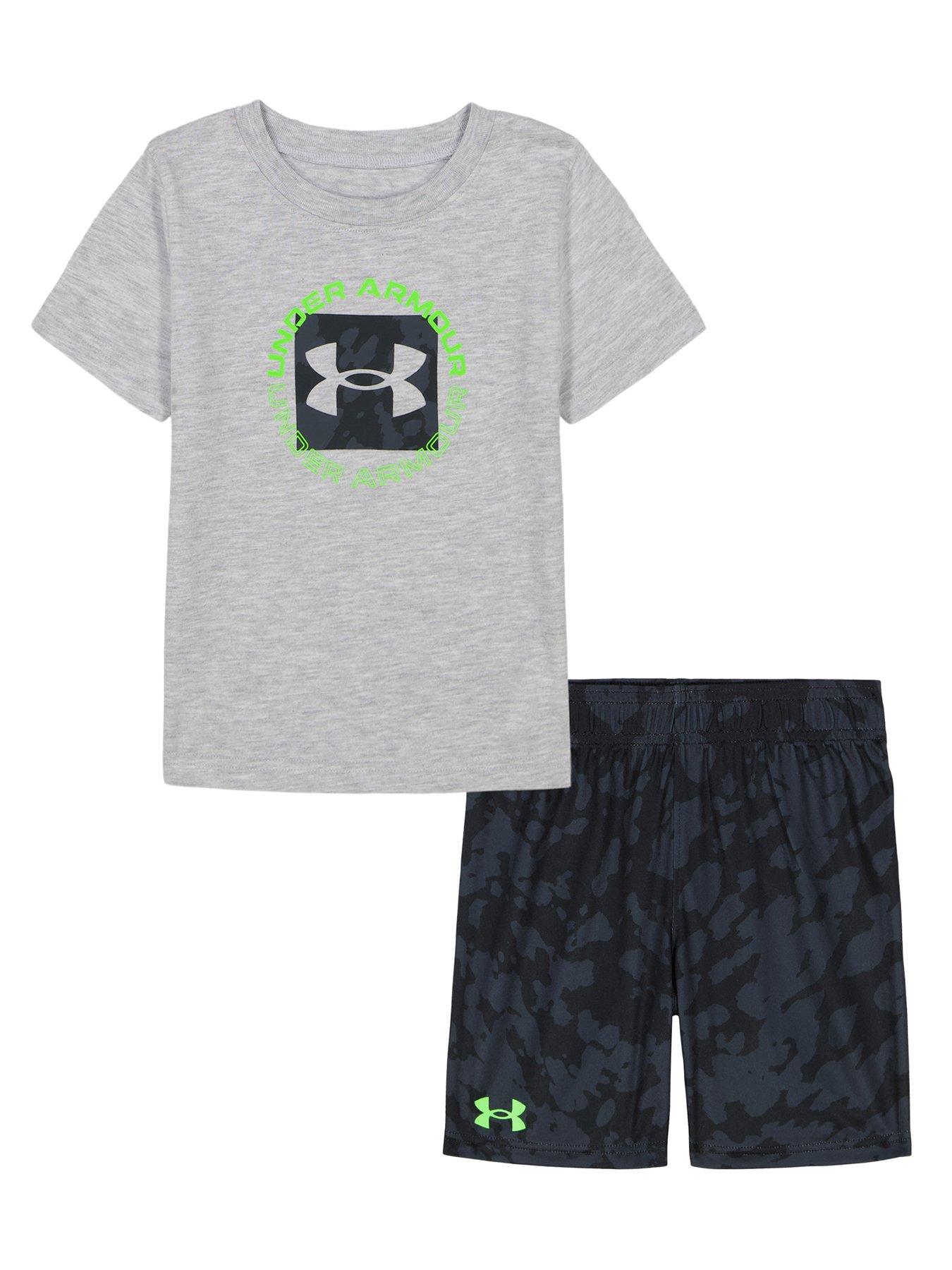 Image of UNDER ARMOUR Kids Boys Printed T-Shirt And Short Set - Mod Gray Heather