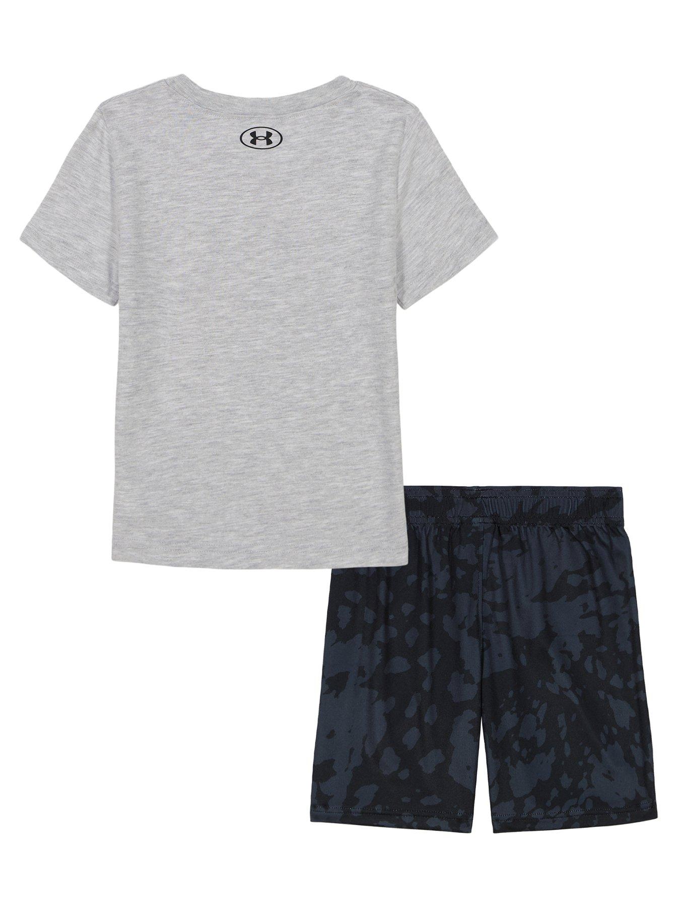 Image 2 of 2 of UNDER ARMOUR Kids Boys Printed T-Shirt And Short Set - Mod Gray Heather