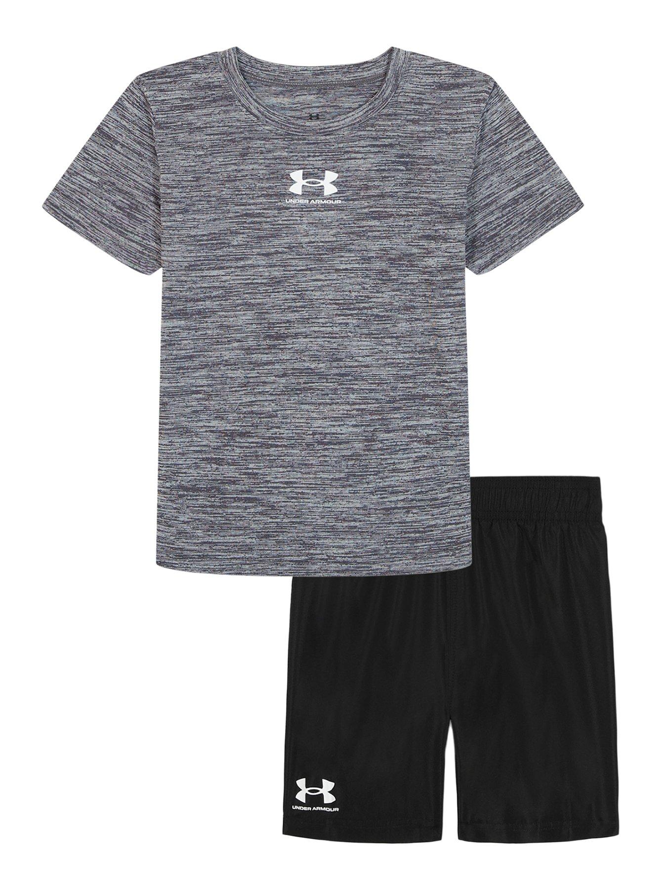 UNDER ARMOUR Kids Boys Twist Woven T-Shirt and Short Set - Castle Rock / Mod Gray