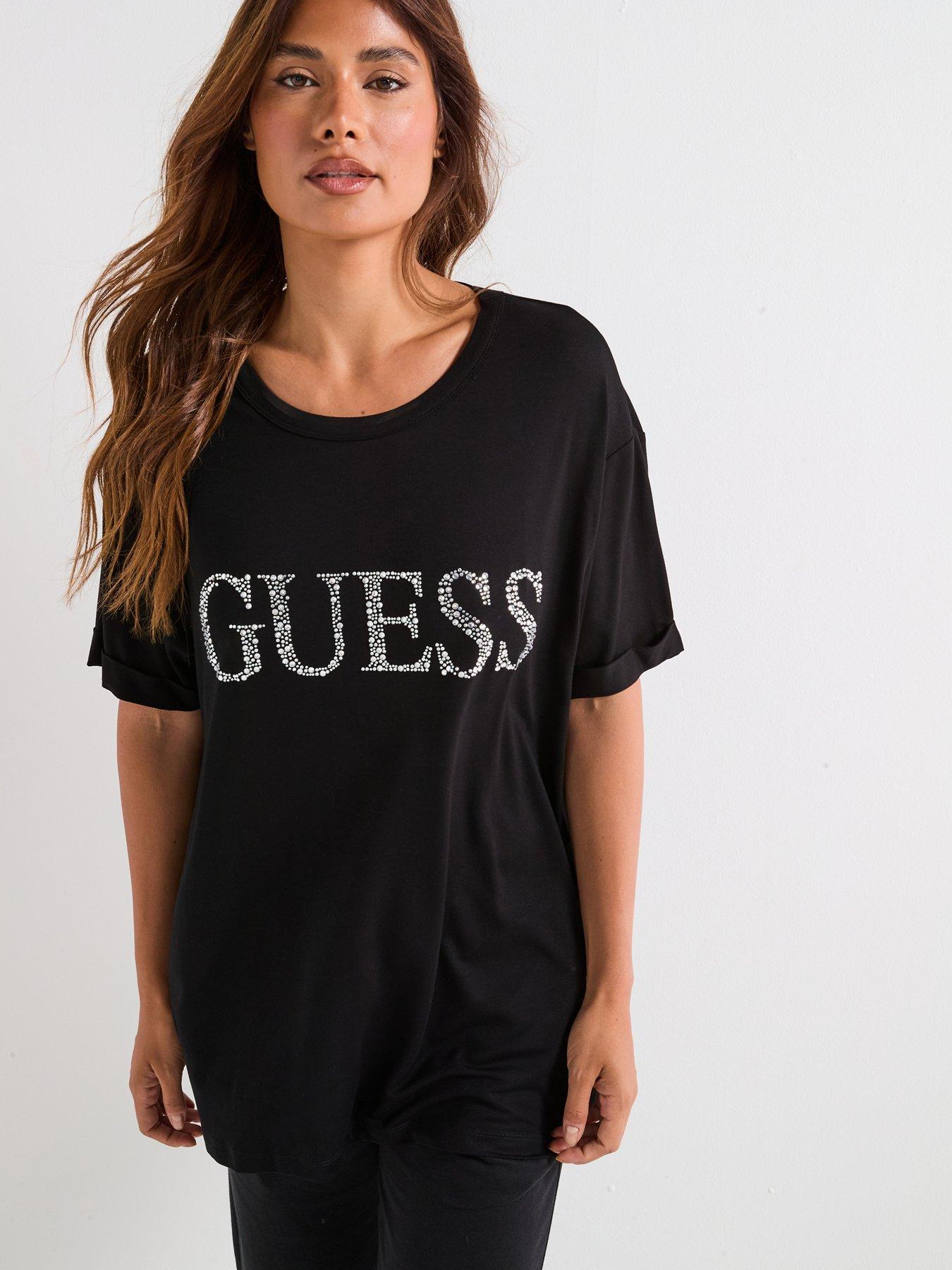 guess-embellished-logo-short-sleeve-t-shirt-blackfront