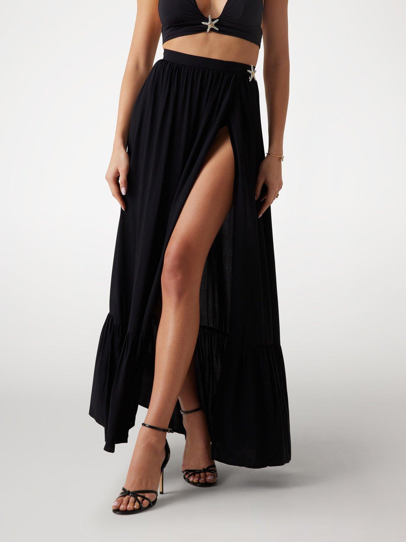 Guess Wrapped Long Beach Skirt - Black