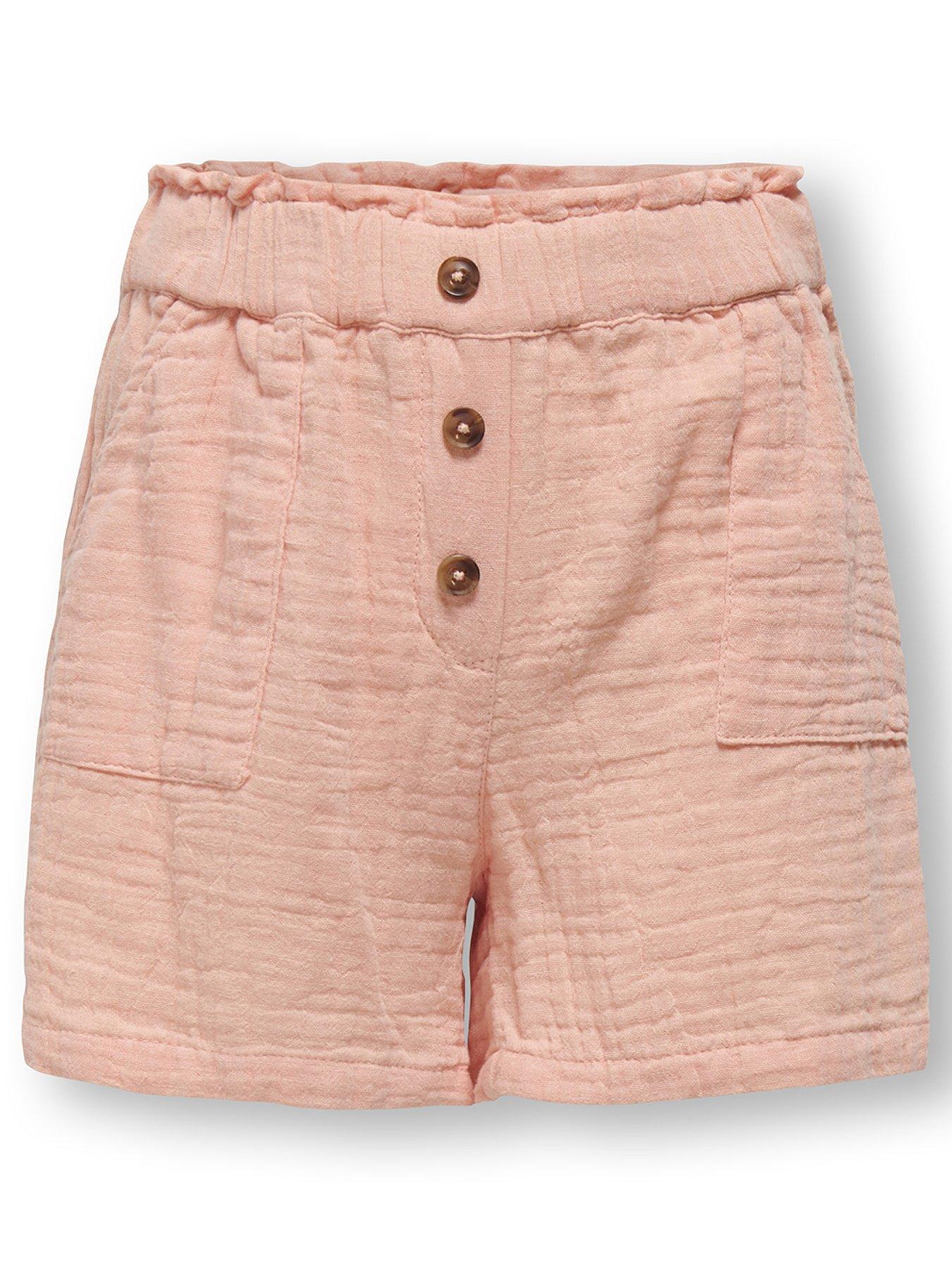 Only Kids Girls Cheesecloth Shorts - Salmon