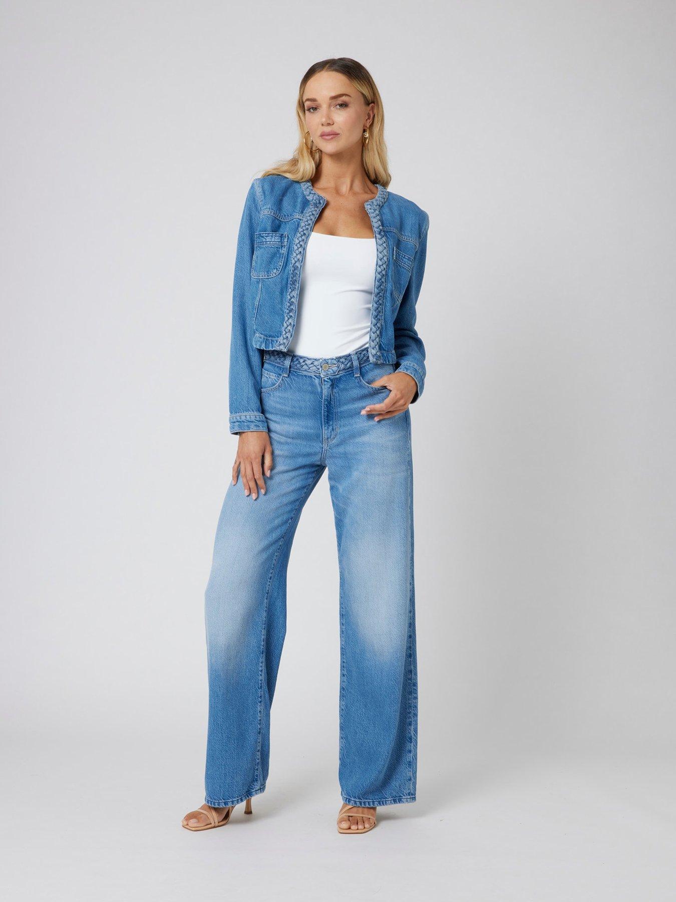 Image 1 of 3 of Guess Wide Leg Braided Jeans - Blue