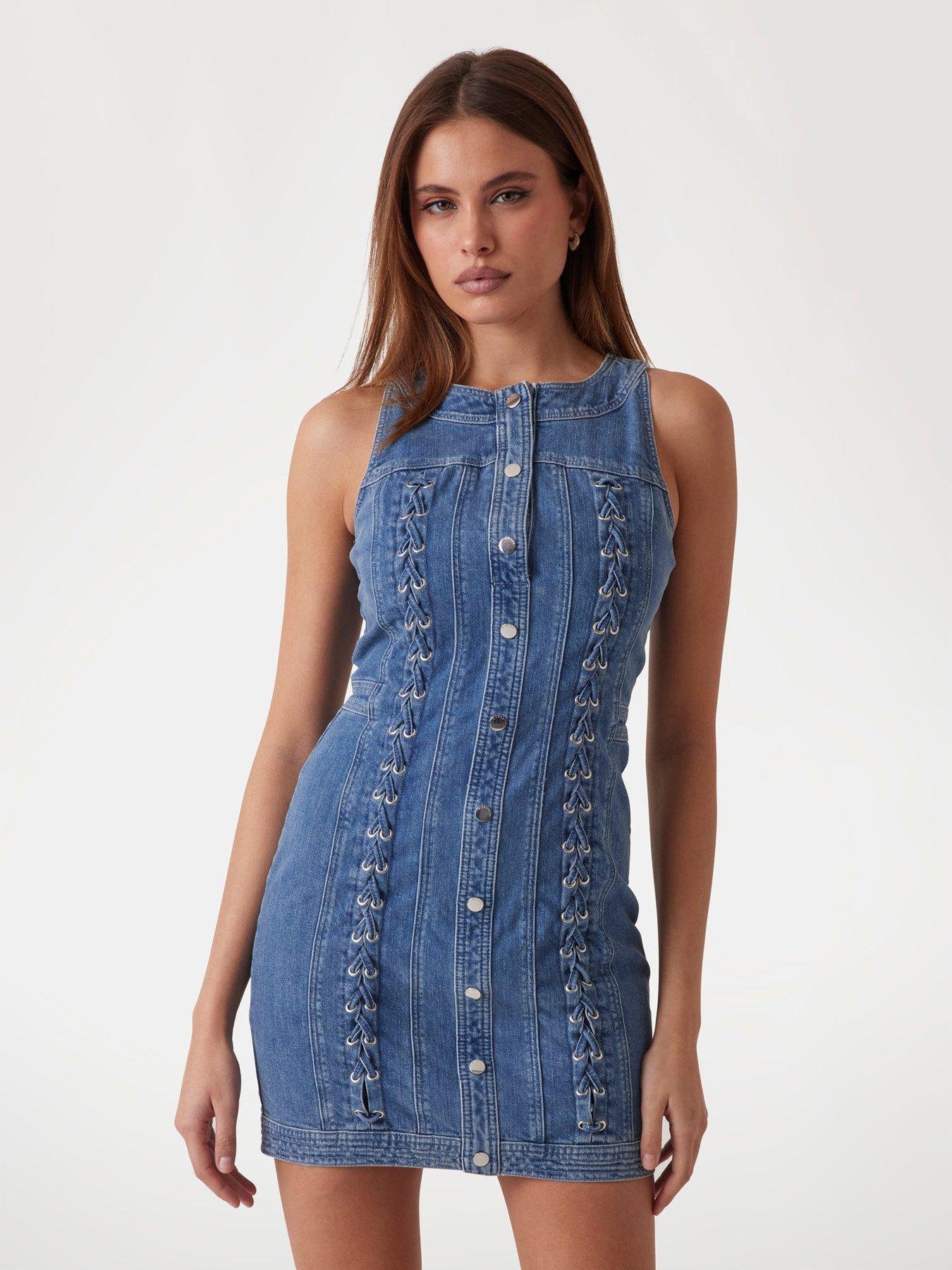 princess polly baby blue dress GUESS Women's Akira Denim Mini Dress