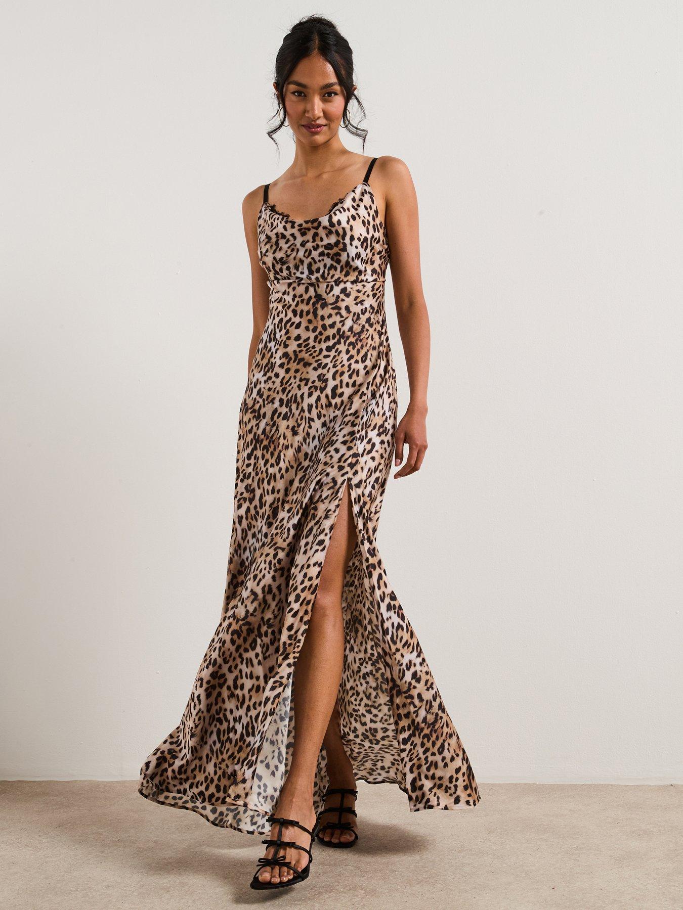 Guess Adle Lace Neckline Long Dress - Brown