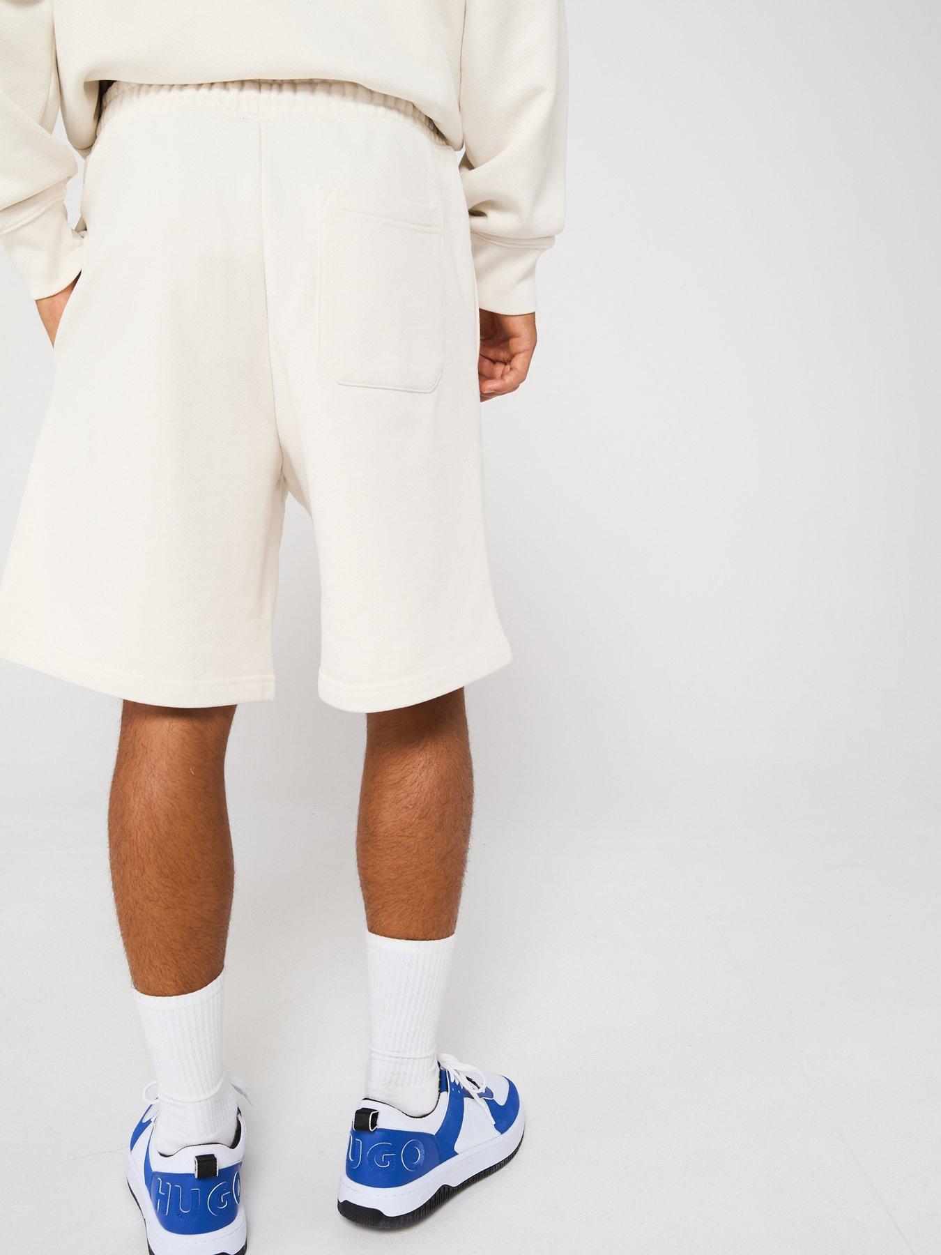 Image 2 of 5 of HUGO Blue Nomario Oversized International Logo Jersey Shorts - White