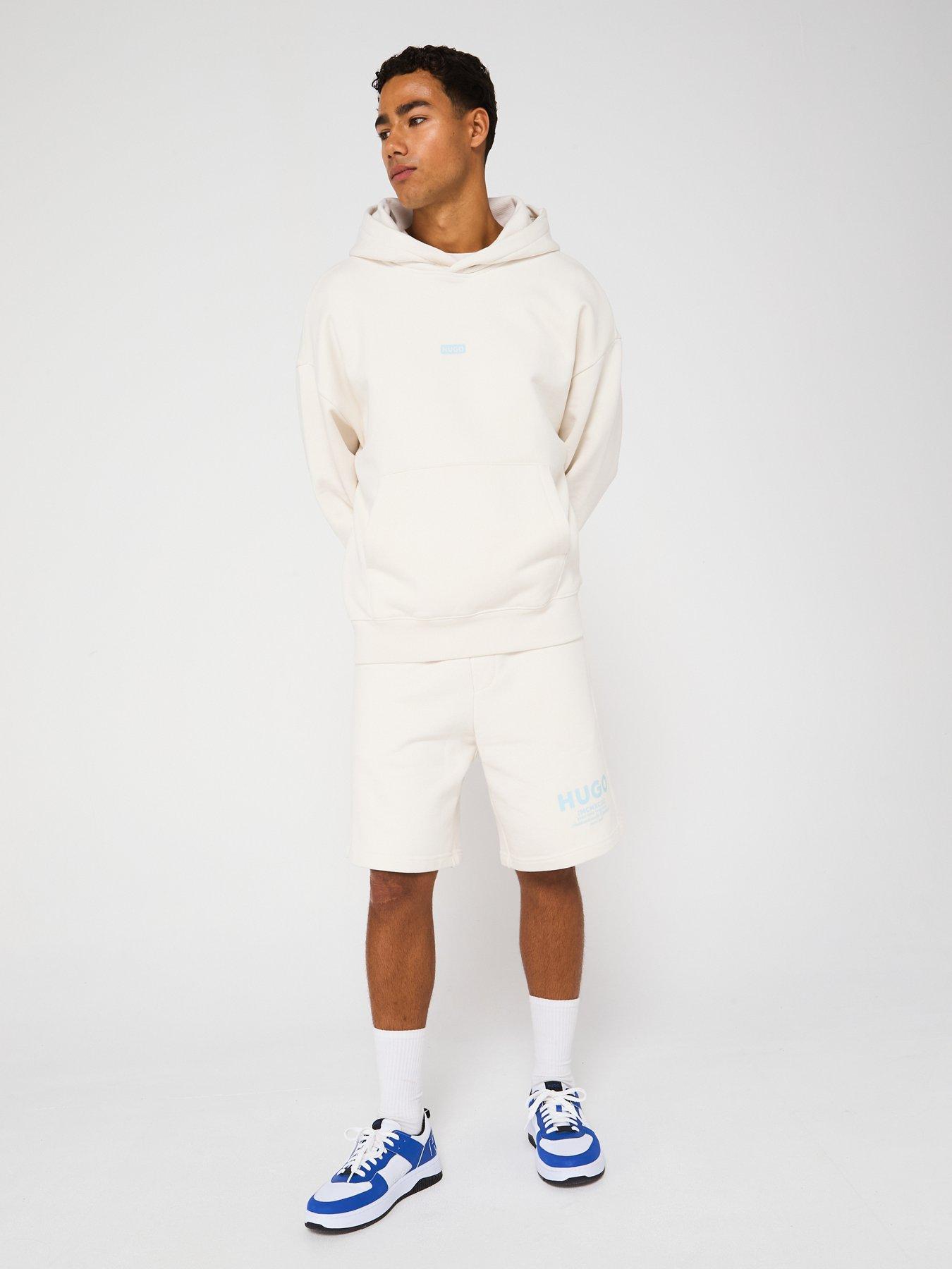 Image 3 of 5 of HUGO Blue Nomario Oversized International Logo Jersey Shorts - White