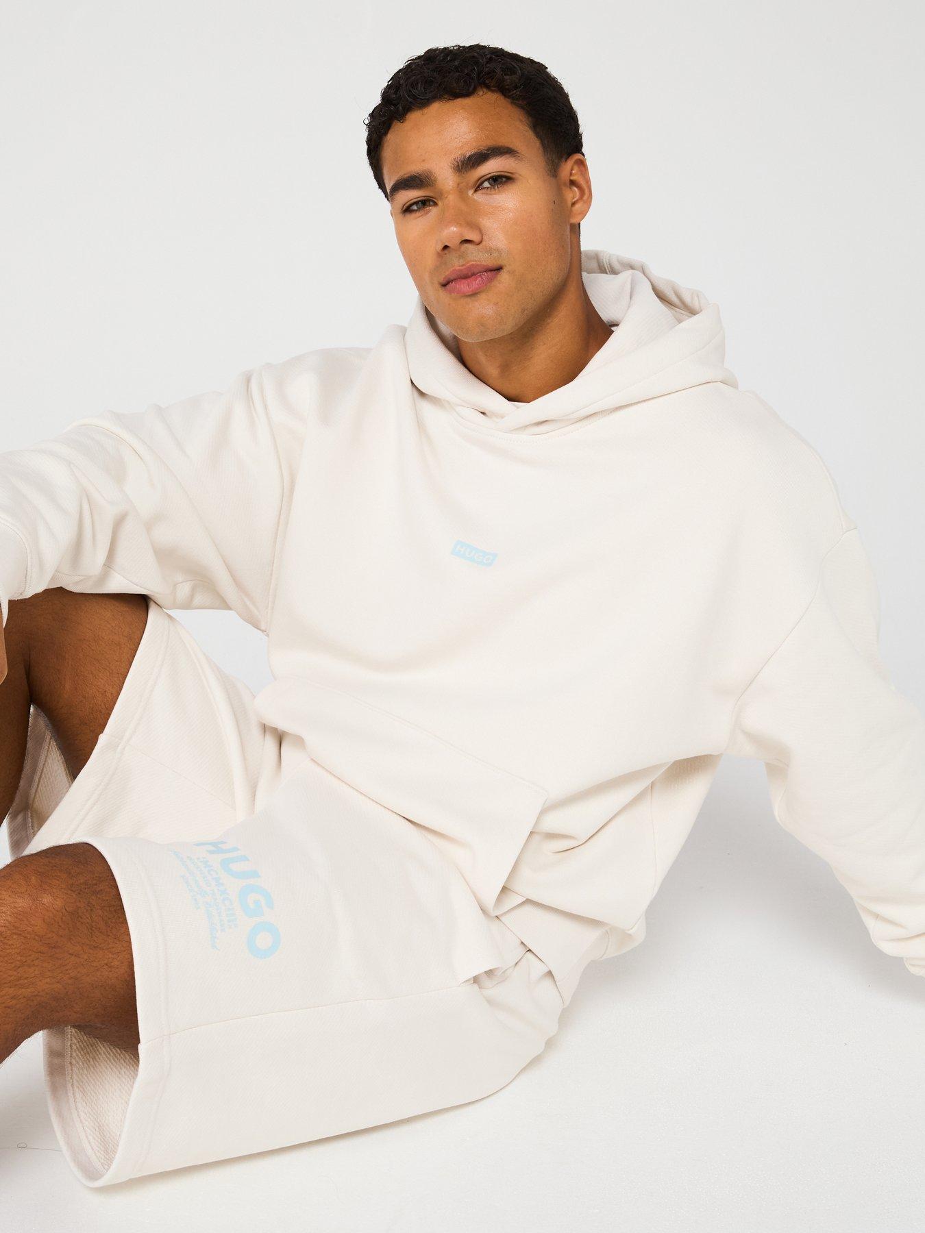 Image 4 of 5 of HUGO Blue Nomario Oversized International Logo Jersey Shorts - White