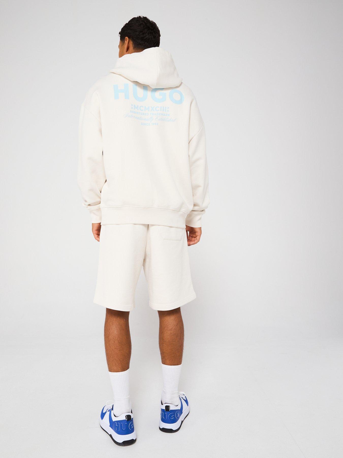 Image 5 of 5 of HUGO Blue Nomario Oversized International Logo Jersey Shorts - White