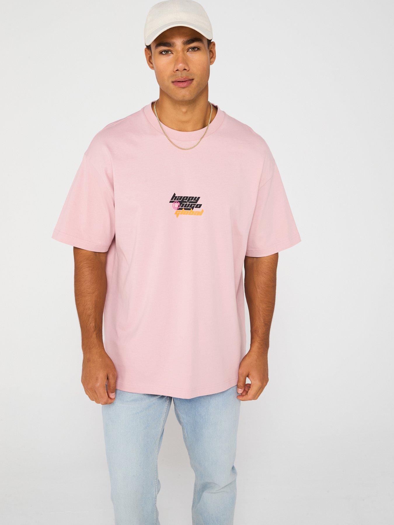 Image of HUGO Blue Nerperi Global Logo Loose T-Shirt - Light Pink