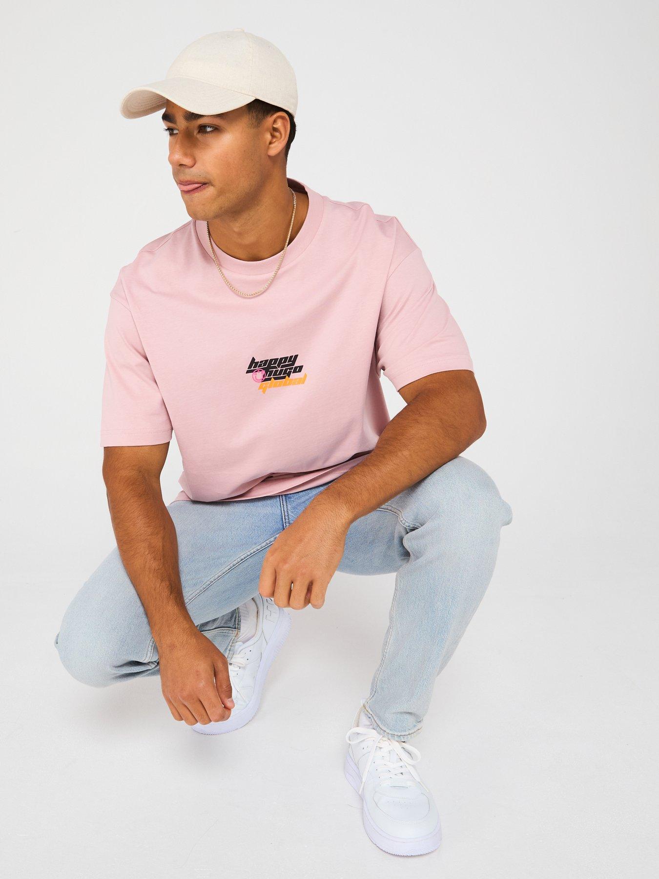 Image 4 of 4 of HUGO Blue Nerperi Global Logo Loose T-Shirt - Light Pink