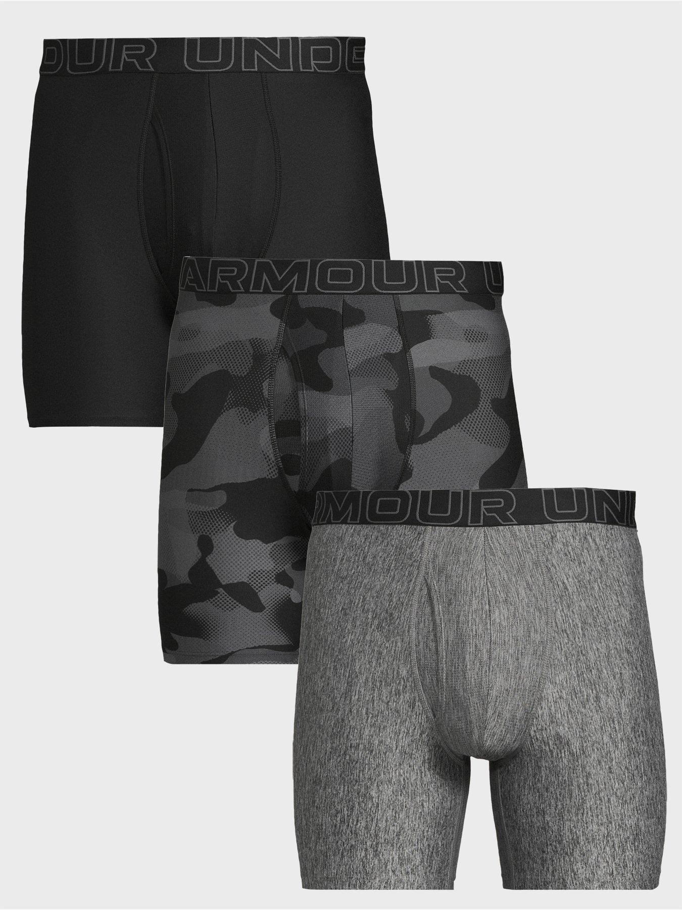 Image 1 of 3 of UNDER ARMOUR Men's 3 Pack of Performance Tech 6 Inch Printed Boxers - Black/Multi