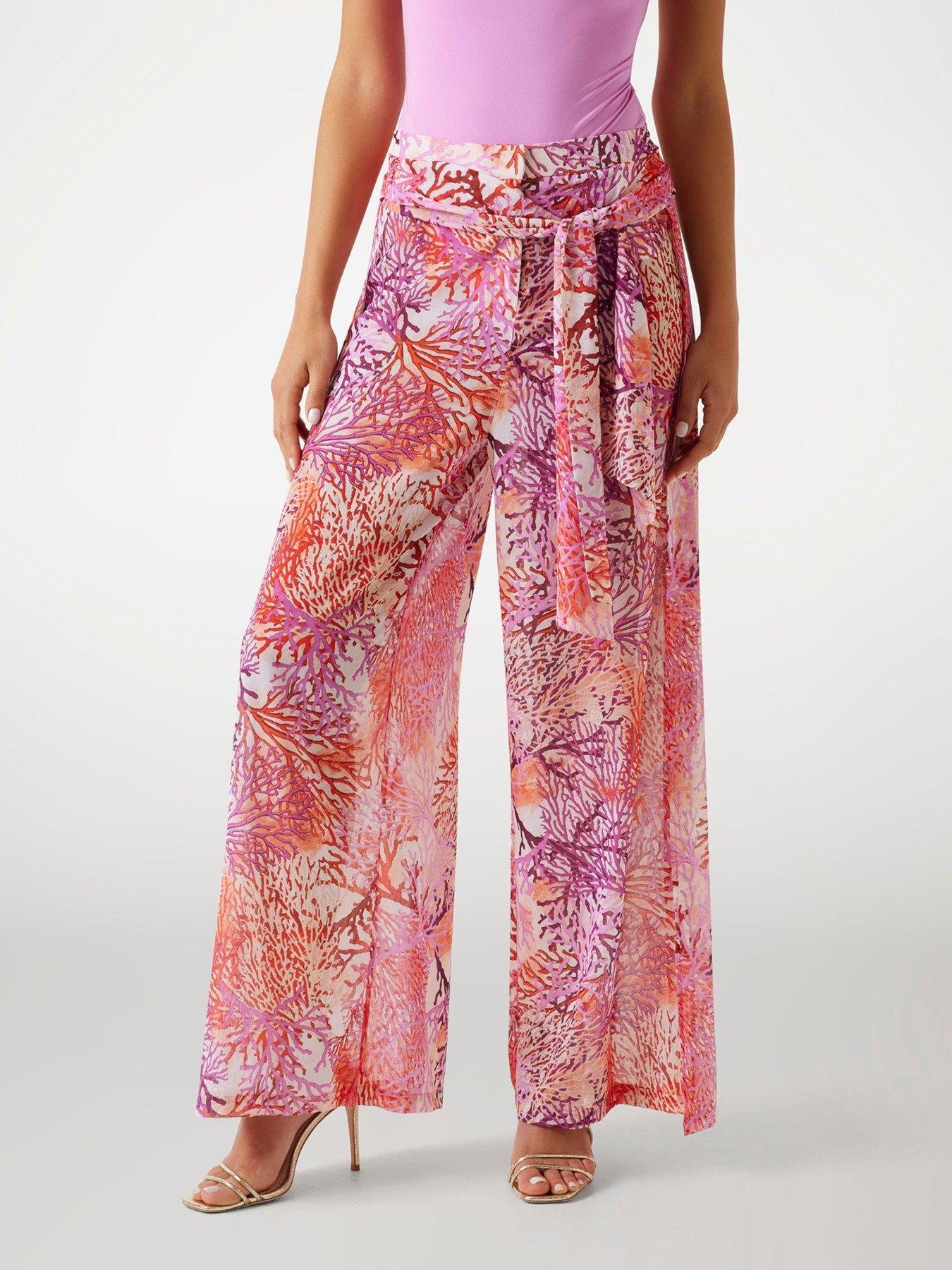 Image 1 of 6 of Guess Wide Leg Pants - Pink