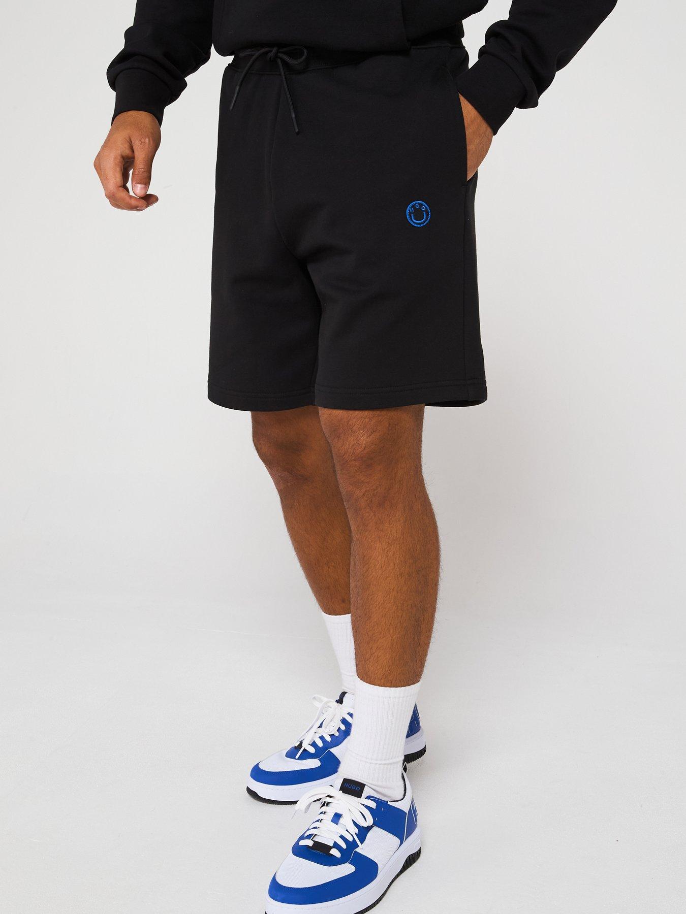 Image 1 of 5 of HUGO Blue Nylsho Smiley Logo Sweat Shorts - Black