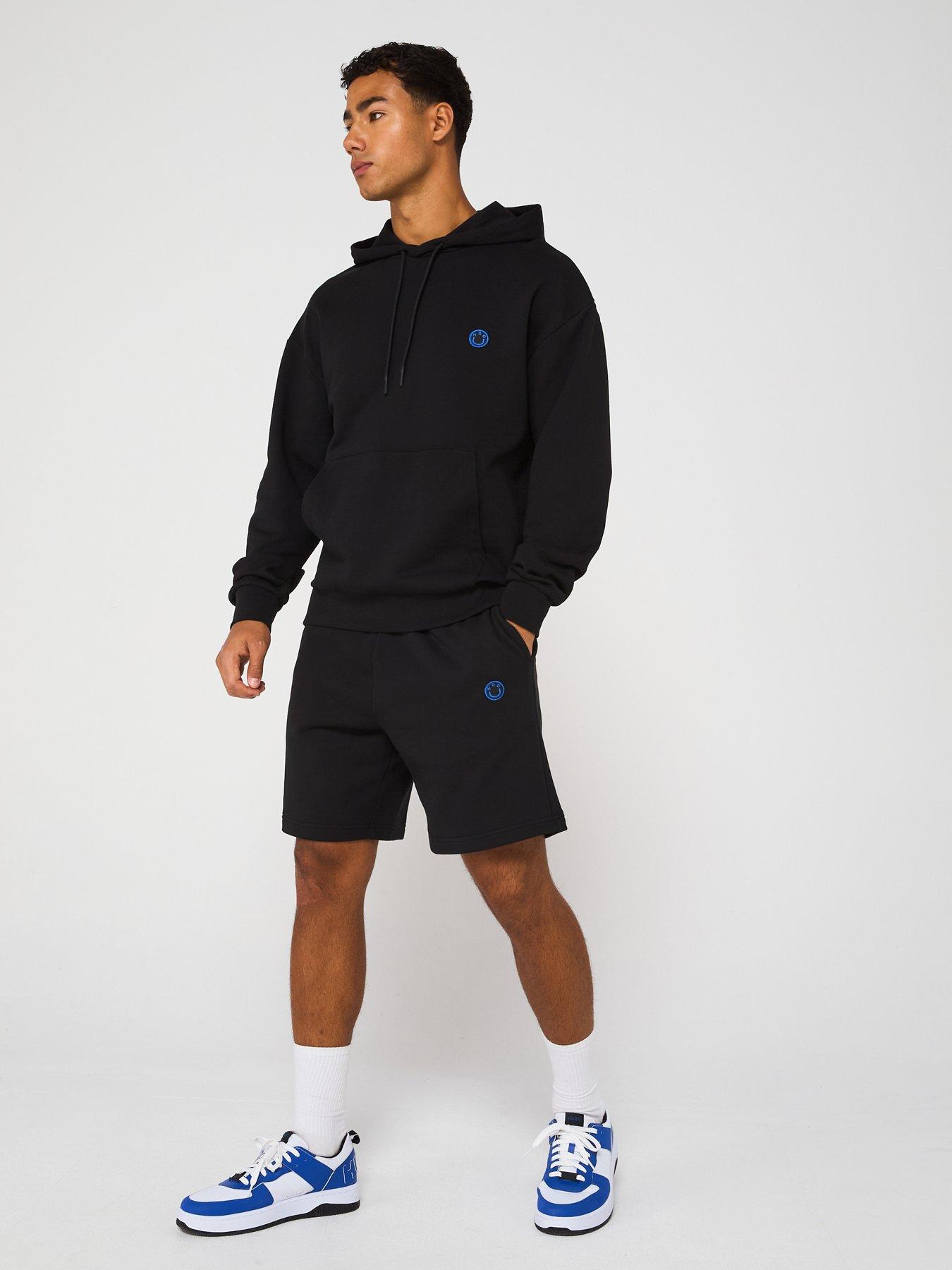 Image 3 of 5 of HUGO Blue Nylsho Smiley Logo Sweat Shorts - Black