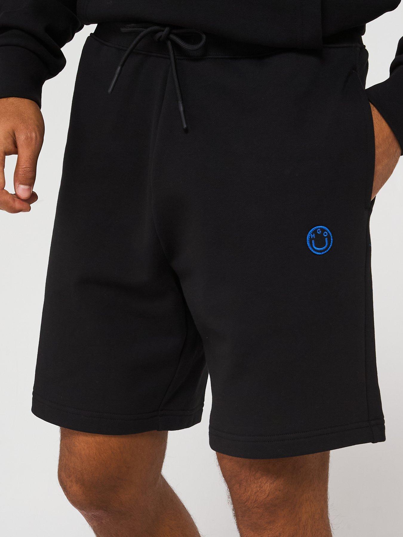 Image 4 of 5 of HUGO Blue Nylsho Smiley Logo Sweat Shorts - Black