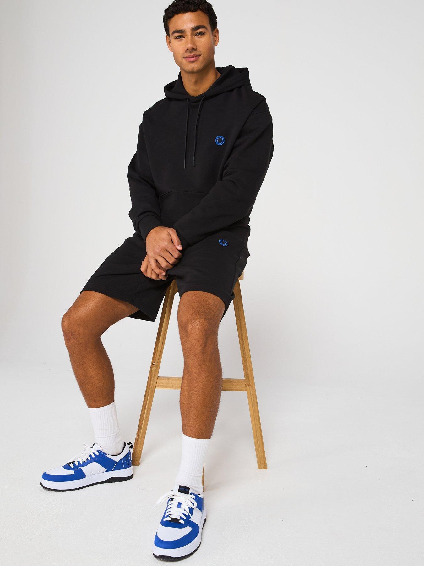 Image 5 of 5 of HUGO Blue Nylsho Smiley Logo Sweat Shorts - Black