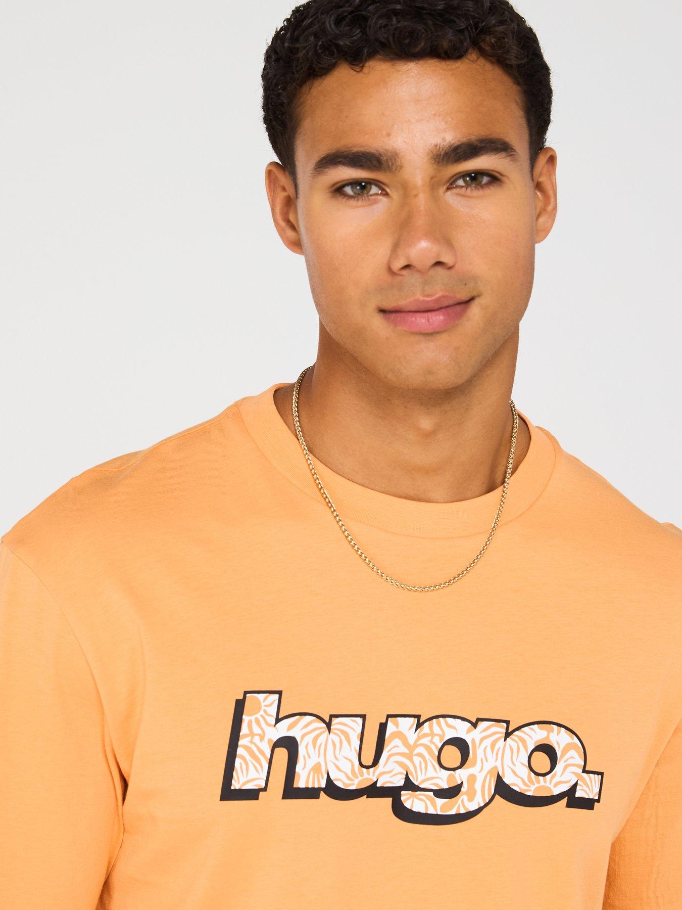 Image 4 of 4 of HUGO Blue Nugibol Wavey Chest Logo T-Shirt - Orange