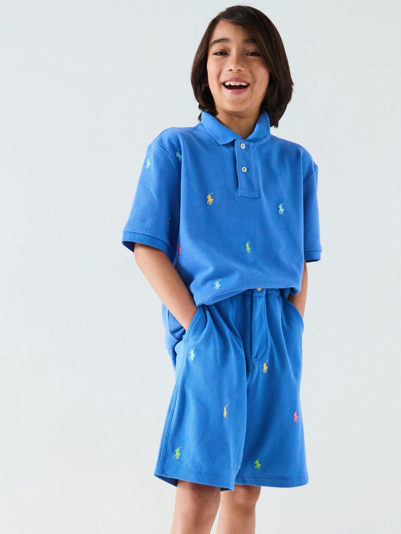 Image of Polo Ralph Lauren Boys All Over Pony Jog Shorts - Blue