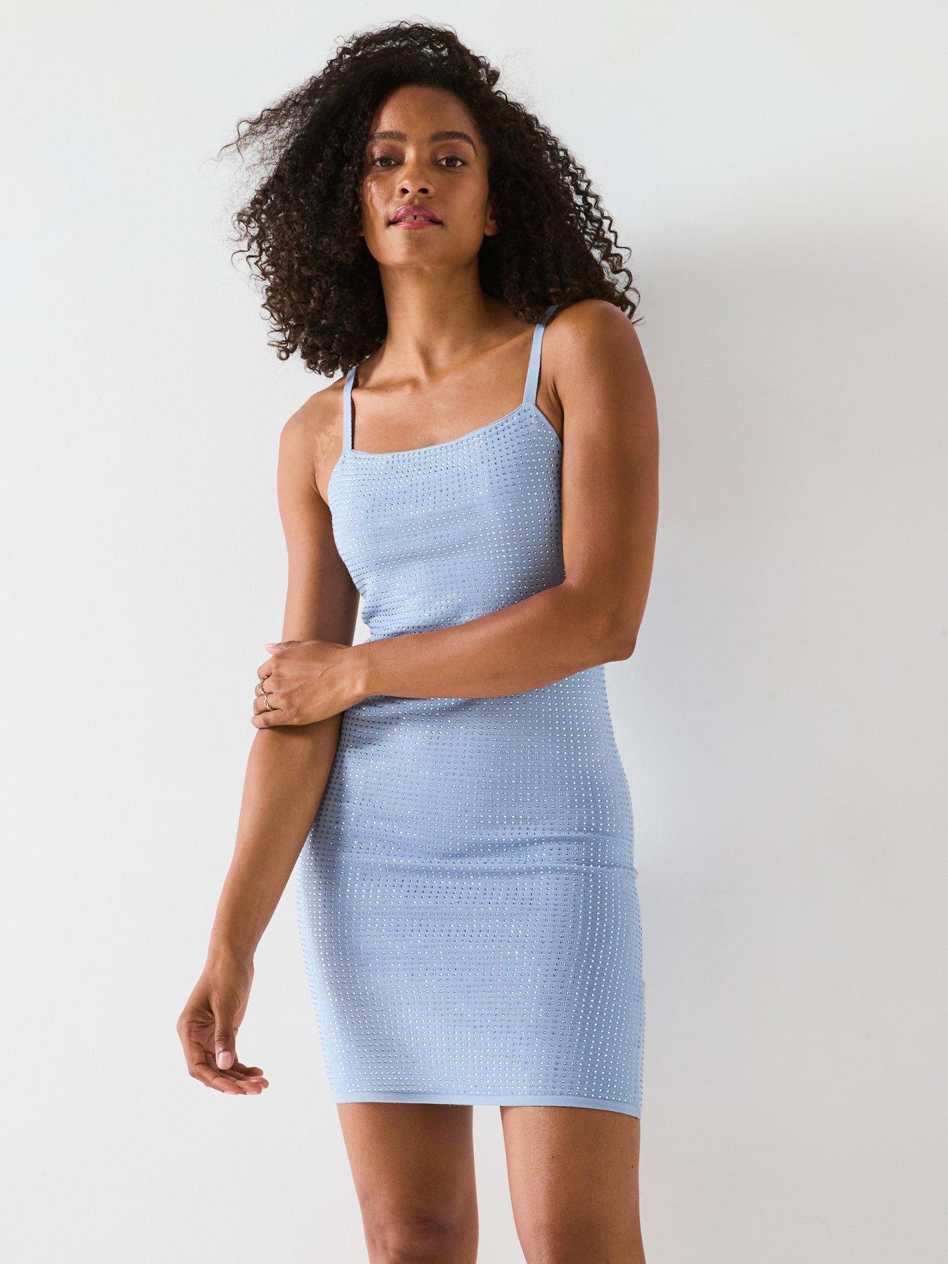 Guess Khloe Rhinestones Dress Sweater - Blue