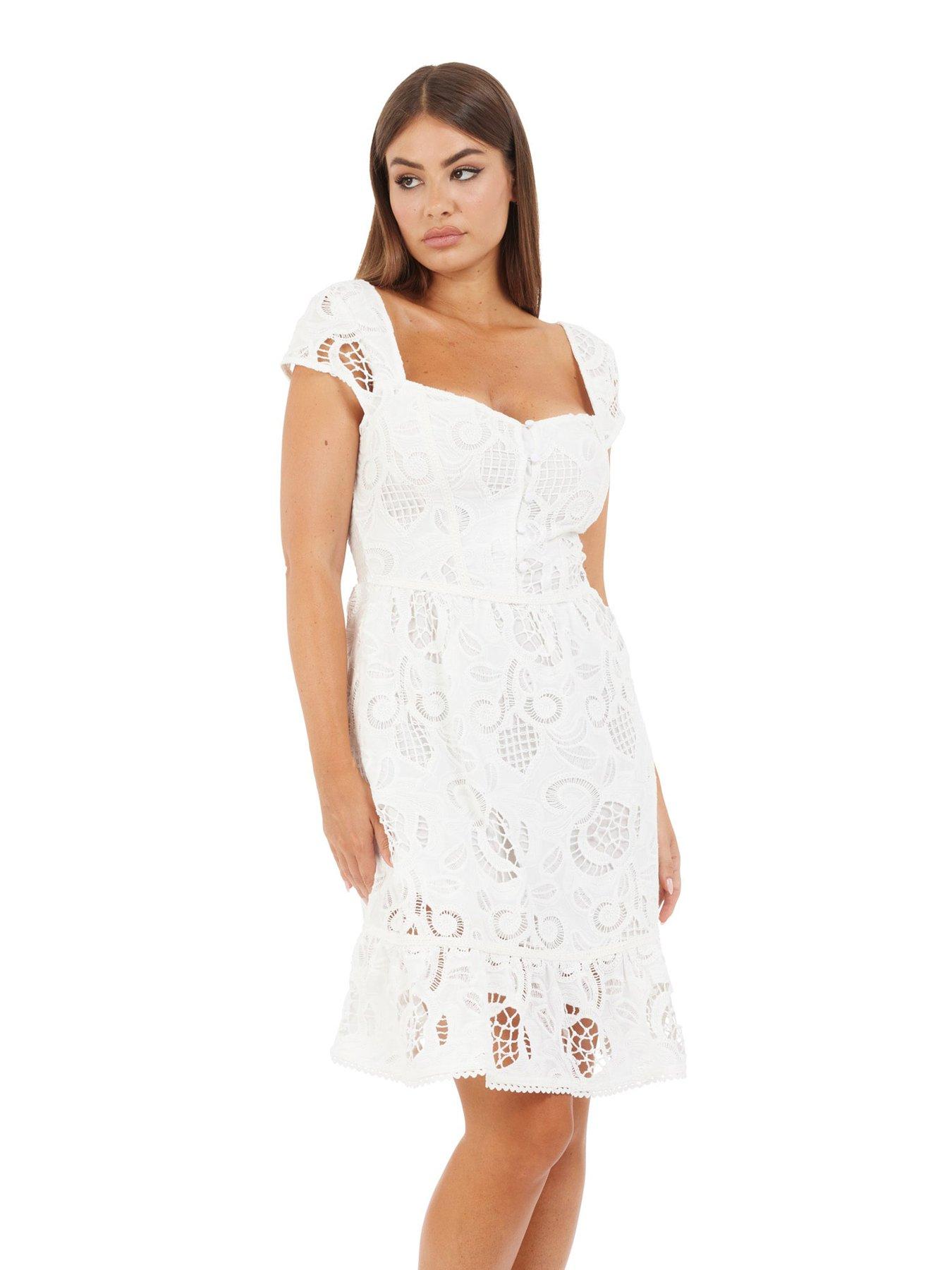 Image 2 of 4 of Guess Domitilla Embro Dress - White